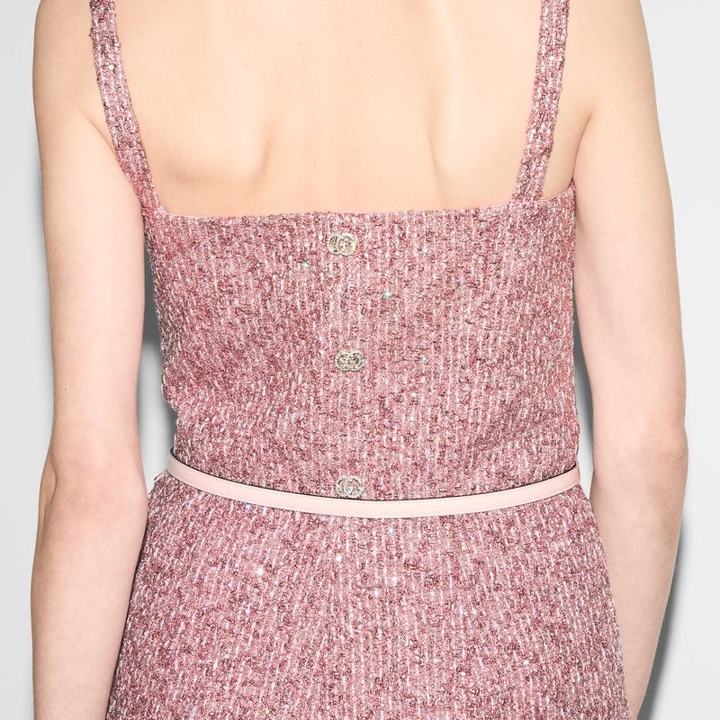 Gucci o1la5ras0526 Sequined Lame Tweed Jumpsuit in Pink Size 30" / US 8 / IT 44 - 5 Thumbnail