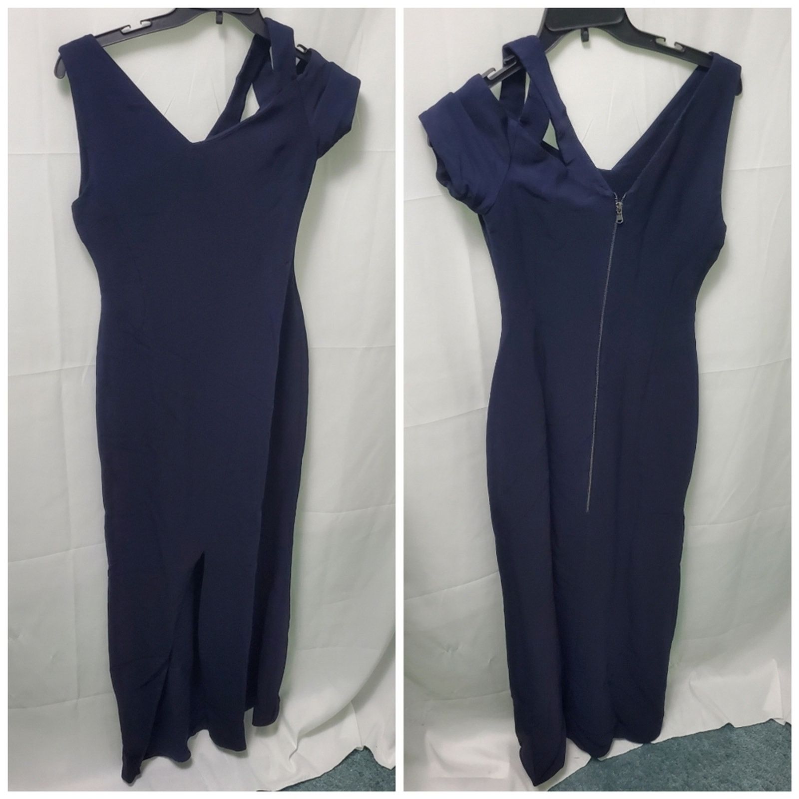 Antonio Berardi Antonio Berardi Navy Blue Asymmetrical Cold Shoulder Gown Size M / US 6-8 / IT 42-44 - 4 Thumbnail