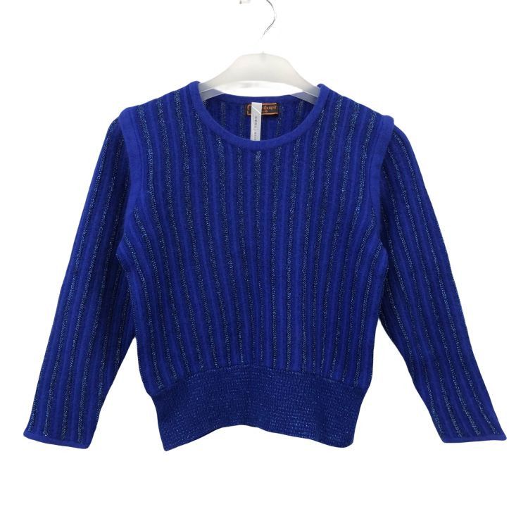 Yves Saint Laurent Yves Saint Laurent Blue Metallic Stripe Sweater M Size M / US 6-8 / IT 42-44 - 1 Thumbnail