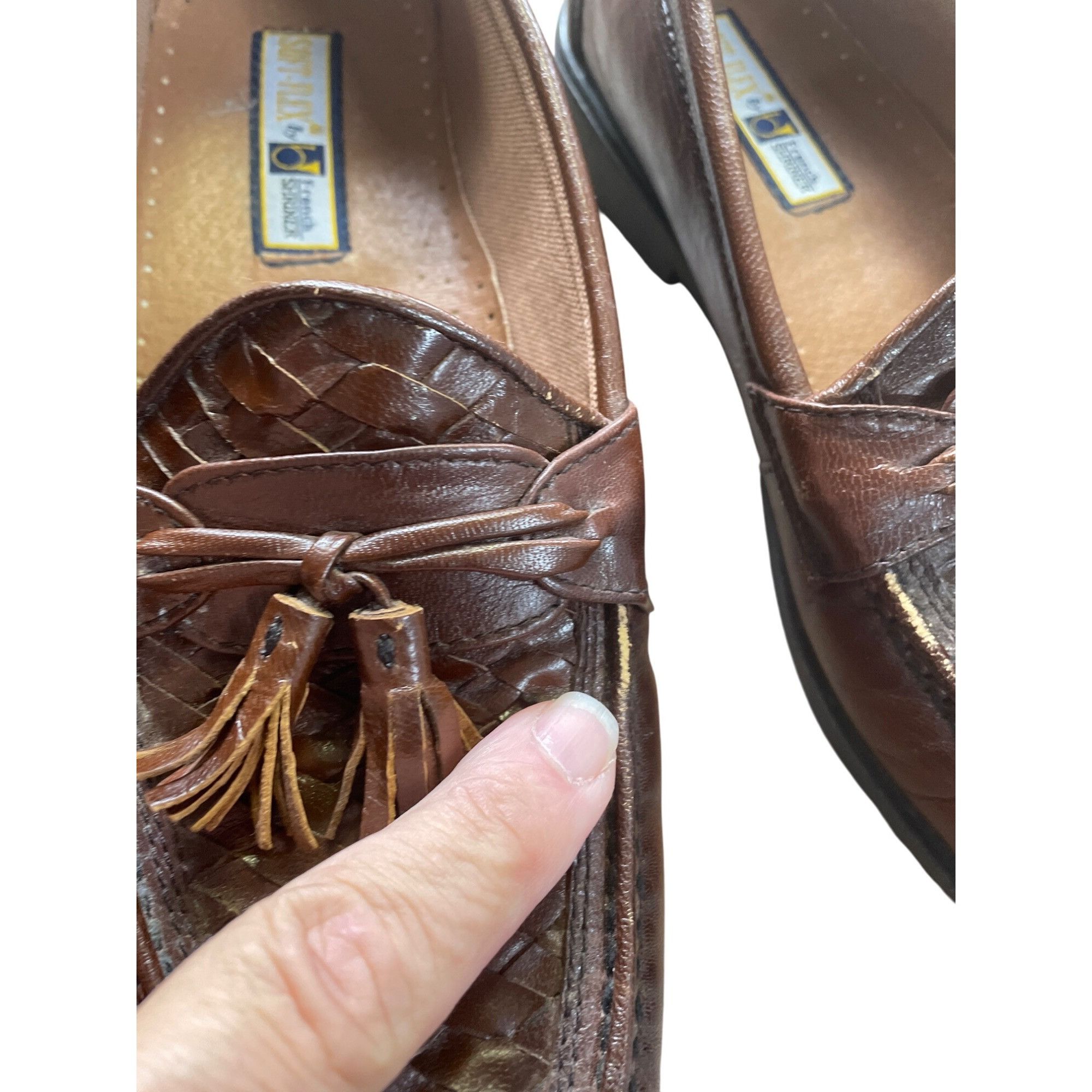 Designer French Shriner Mens Brown Leather Tassel Loafers Size 8.5M S Size US 8.5 / EU 41-42 - 9 Thumbnail