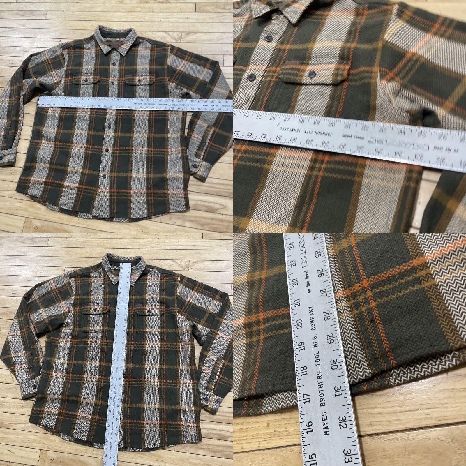 Orvis Orvis Heavyweight Shacket Flannel Shirt Men XL Brown Orange Patchwork 90s grunge Plaid Knit Pocket Shacket Size US L / EU 52-54 / 3 - 8 Thumbnail