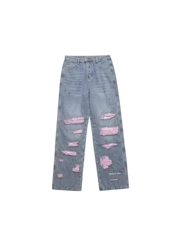 VIBE High Street Washed Design Pink Ripped Jeans Size US 32 / EU 48 - 5 Thumbnail