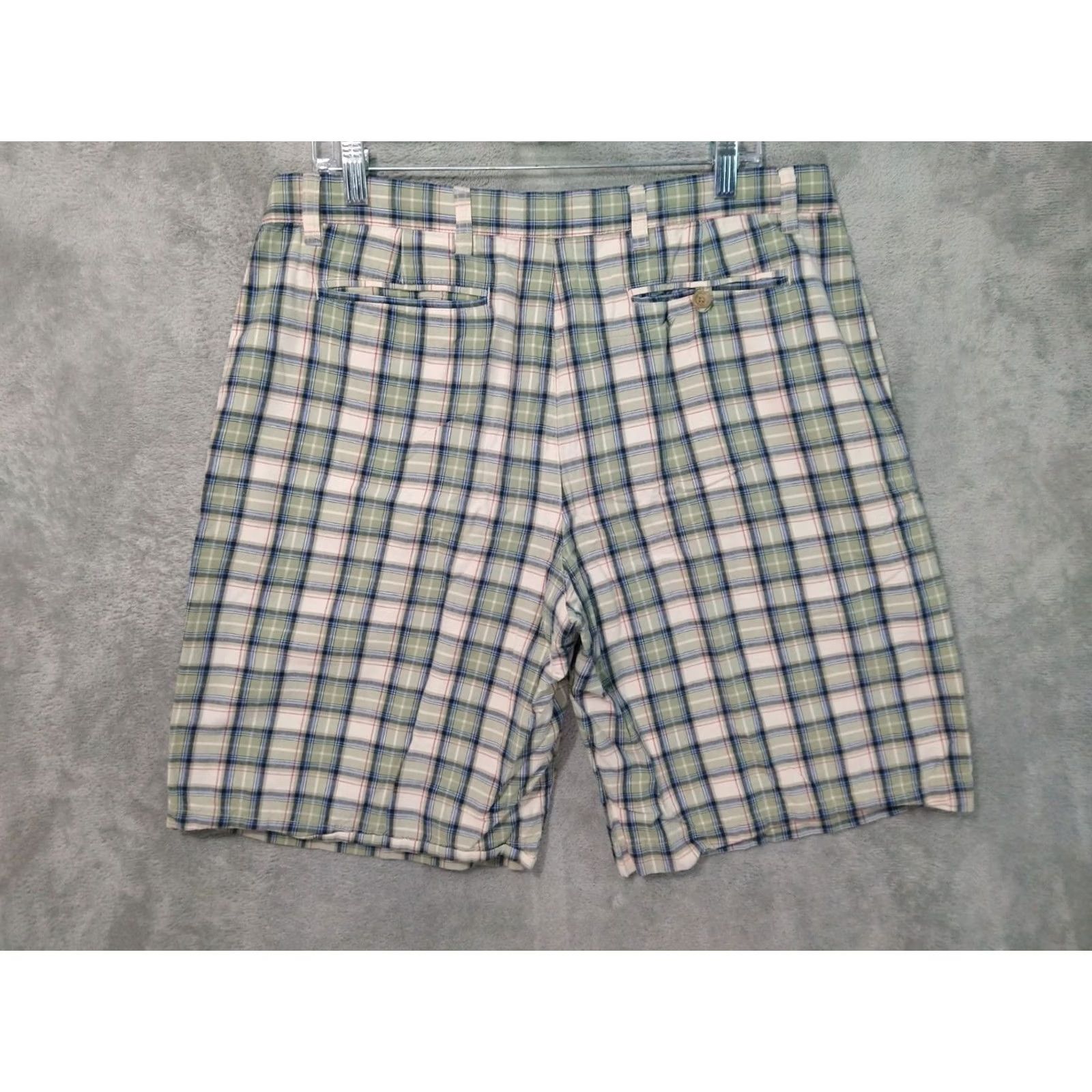 Banana Republic Banana Republic Shorts Mens 36 Bermuda Flat Front Cotton Casual Plaid Green Size US 36 / EU 52 - 2 Thumbnail