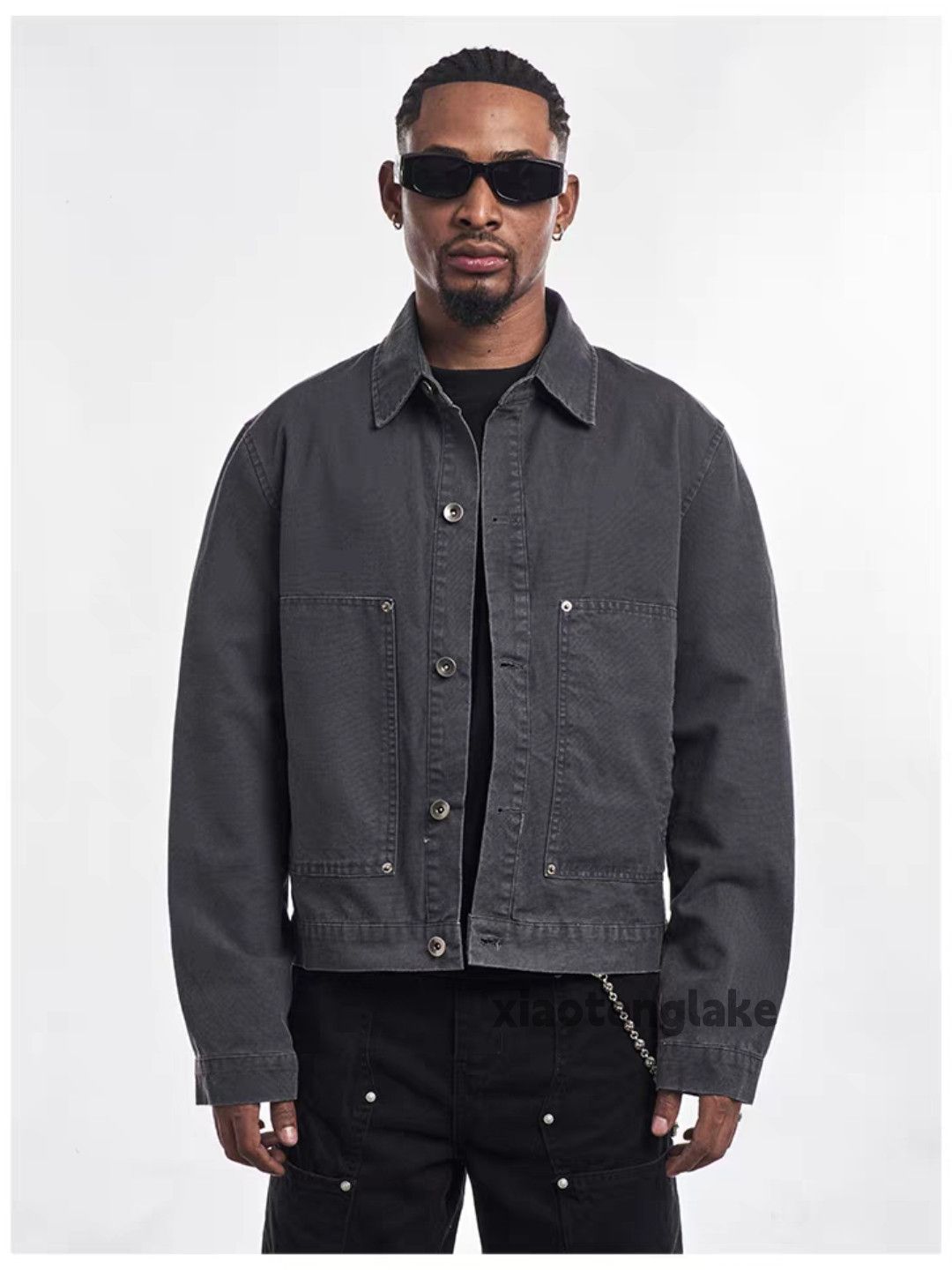 Vintage Utility washed faded workwear carpenter cargo jacket Size US XL / EU 56 / 4 - 4 Thumbnail