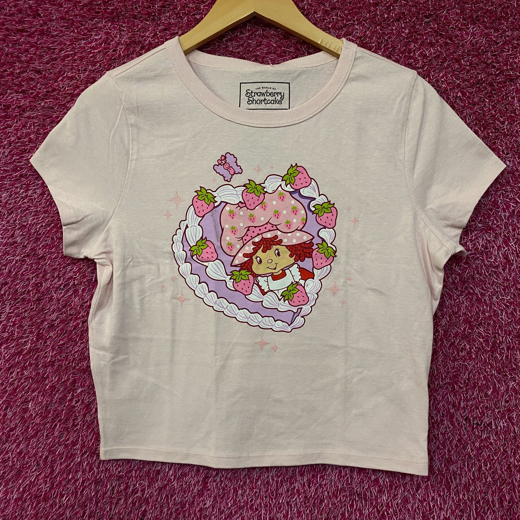 Other Strawberry Shortcake Heart Cake Glitter Women's Baby Tee XL Size XL / US 12-14 / IT 48-50 - 1 Thumbnail
