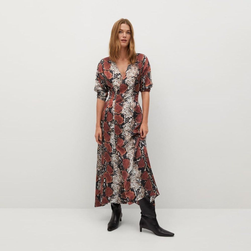 Mango NWT New $99 Mango MNG Snake Print Gown Midi Dress Size S Size S / US 4 / IT 40 - 1 Thumbnail