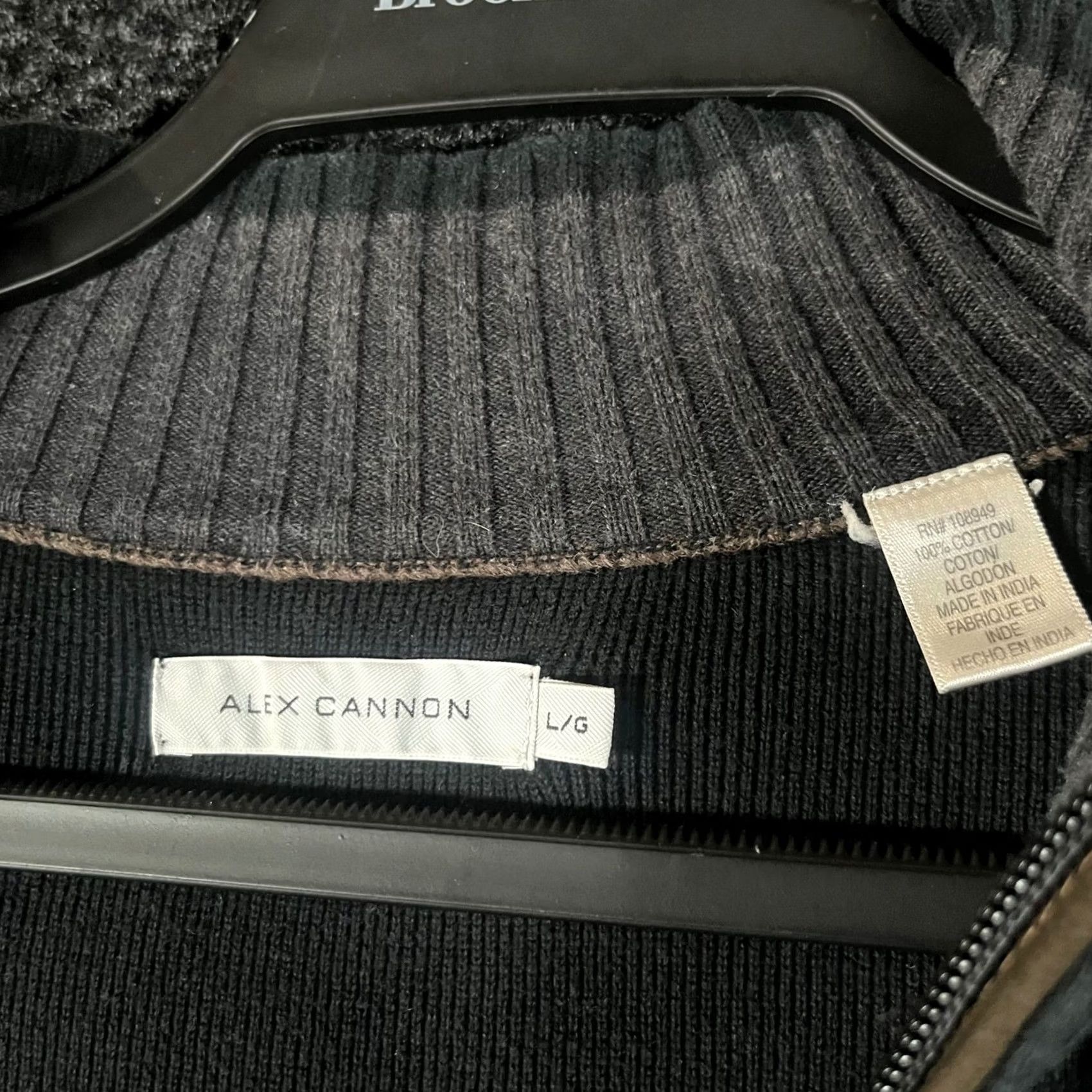 Canon Alex Cannon Mens Black Cotton Sweater Vest L Mock Neck Full Zip Size US L / EU 52-54 / 3 - 3 Thumbnail
