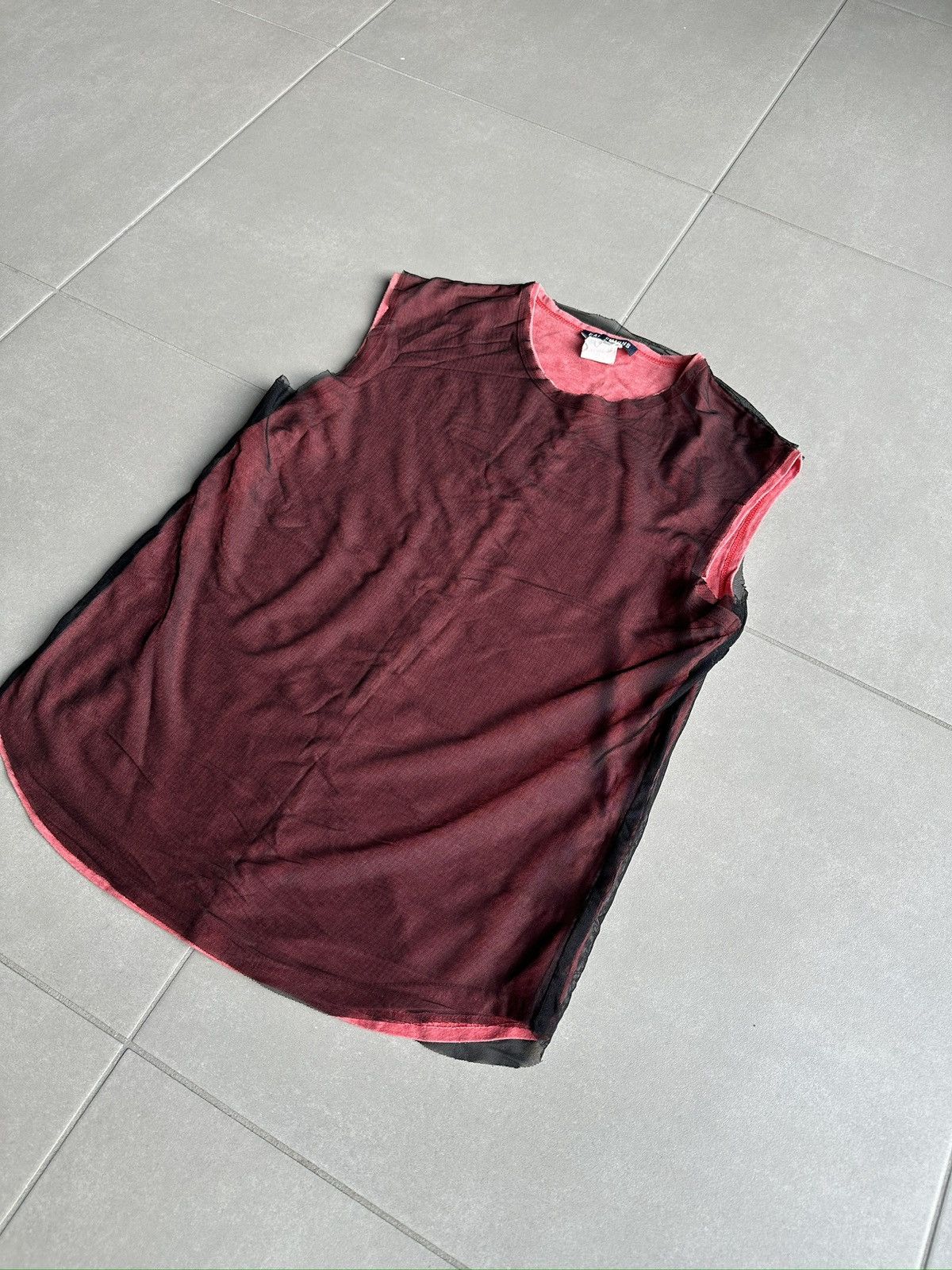 Raf Simons Raf Simons SS1998 “Black Palms” Double Layered mesh tank top Size US M / EU 48-50 / 2 - 3 Thumbnail