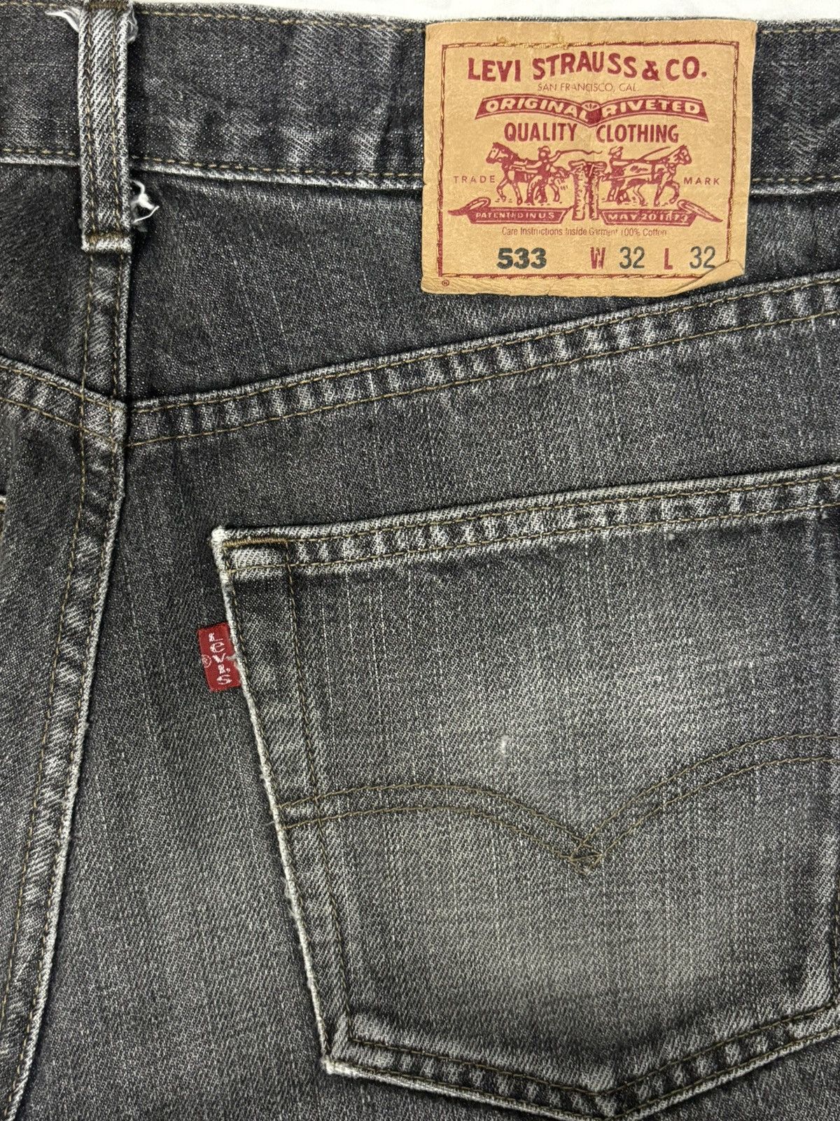 Levi's Vintage Y2K Levis 533 Charcoal Black Faded Wash Jeans Size US 30 / EU 46 - 12 Thumbnail