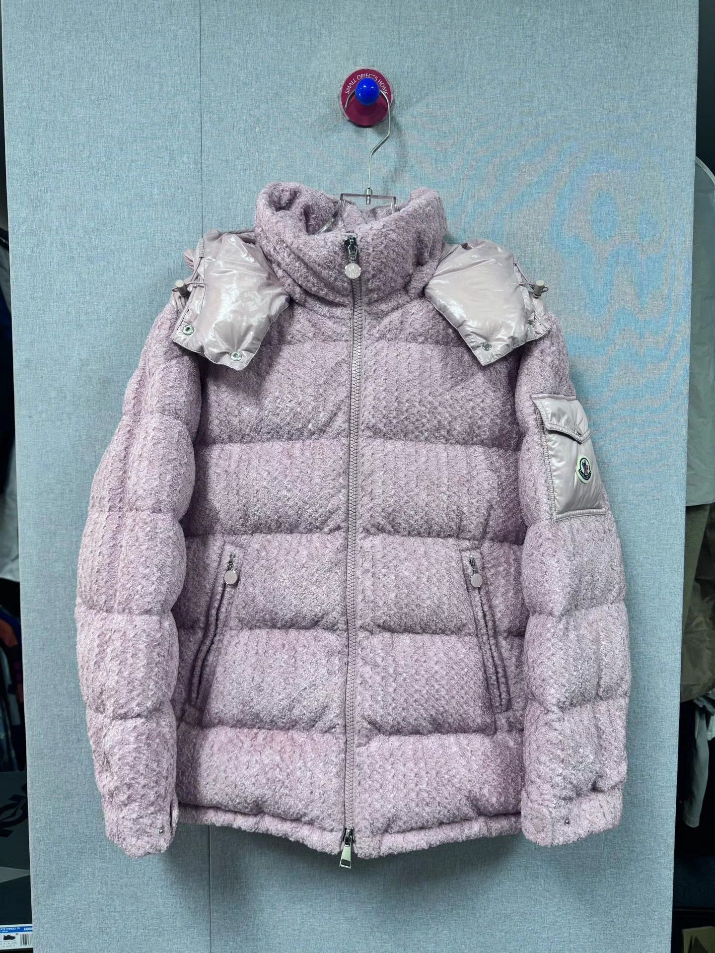 Moncler Moncler pink wool paneled down jacket size 3 Size L / US 10 / IT 46 - 1 Thumbnail