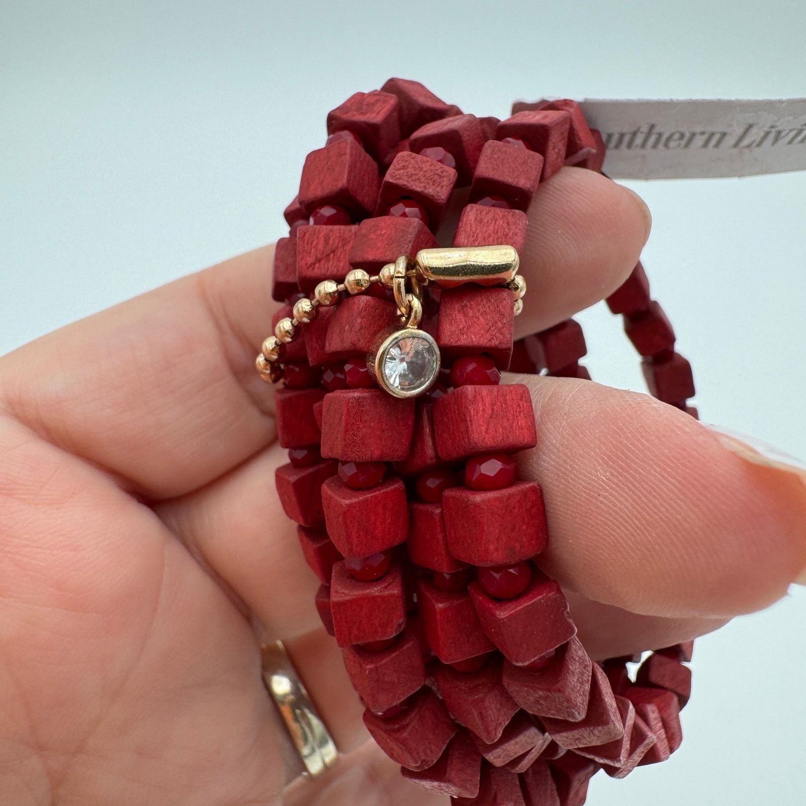 Unknown London Southern Living Bracelet Red Wooden Cubes Jewelry Size ONE SIZE - 3 Thumbnail