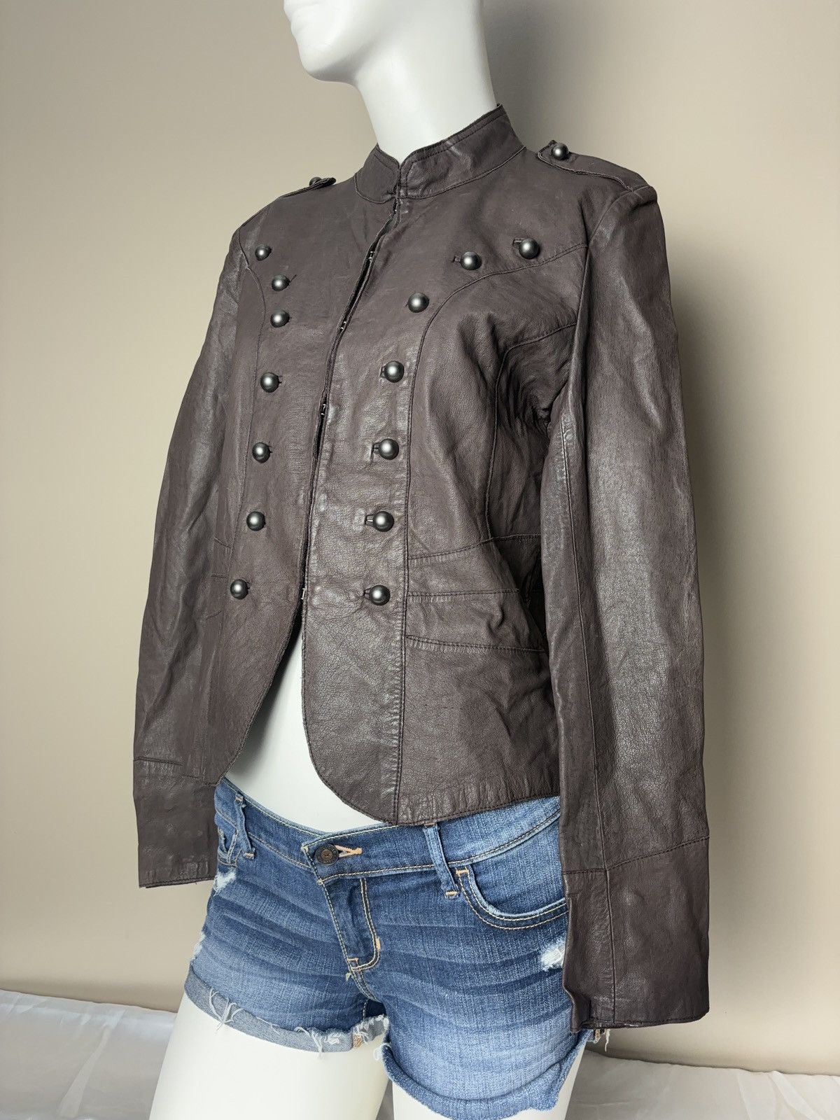 Genuine Leather Vintage Gussar Victorian Style Military Cropped Javjey Size XL / US 12-14 / IT 48-50 - 6 Thumbnail