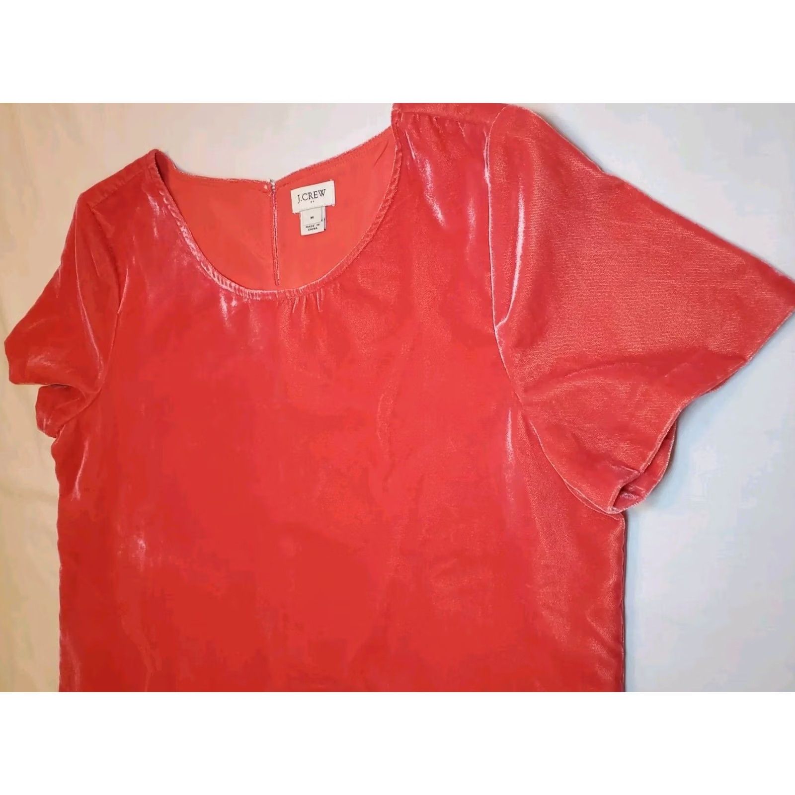 J.Crew J.CREW Womens Velvet Short Sleeve Lined Orange/Pink Boxy Button Closure M Size 32" / US 10 / IT 46 - 5 Thumbnail