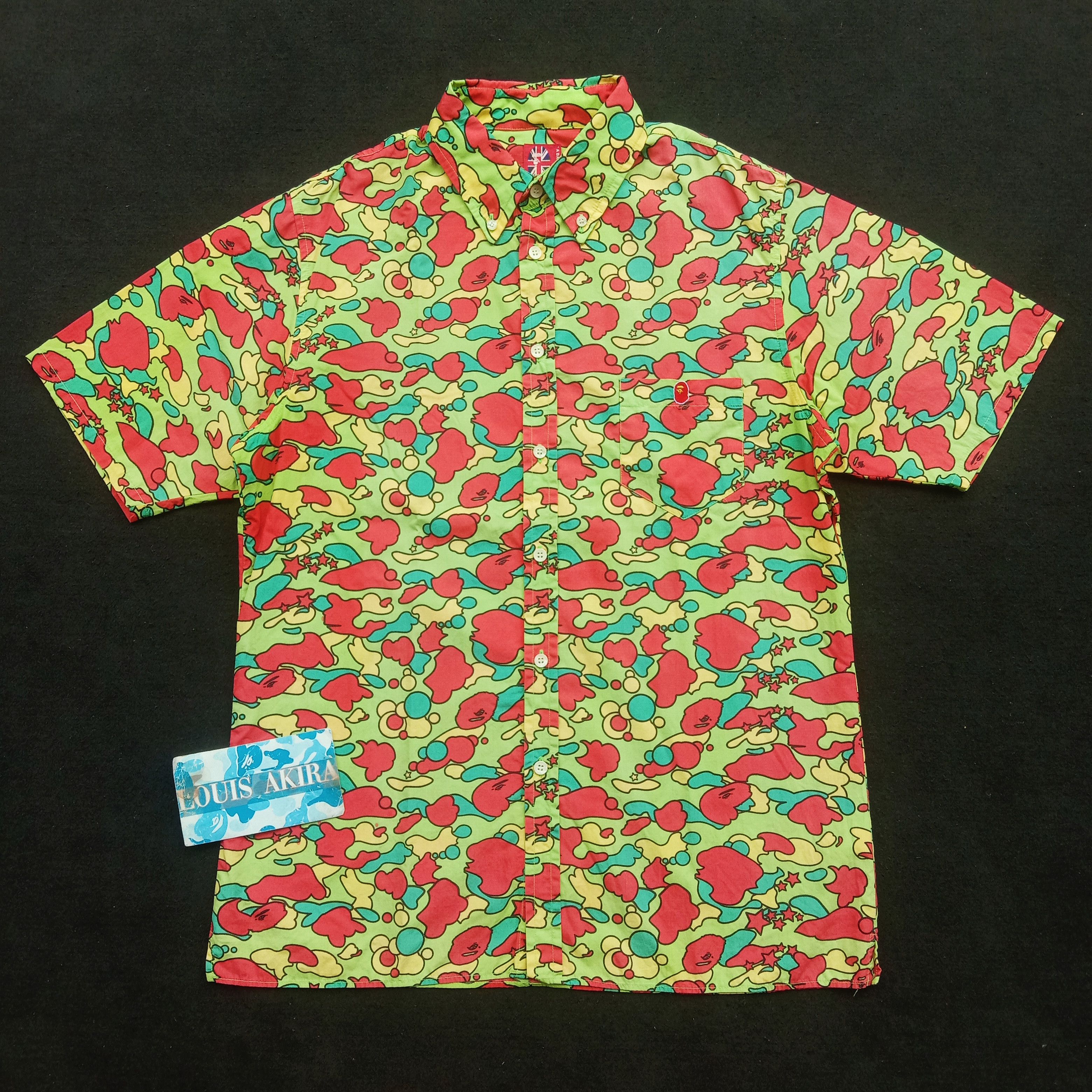 Bape Star Camo Button Up S/S Shirt (2001) Size US L / EU 52-54 / 3 - 1 Thumbnail