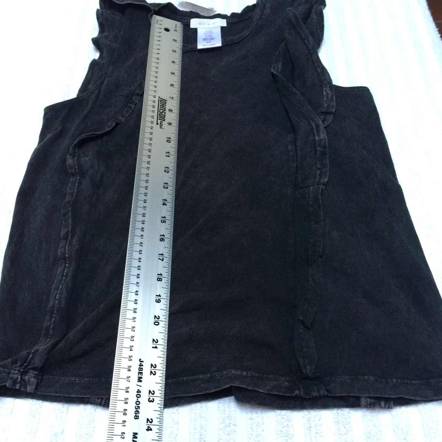 Anthropologie Anthropologie Eri + Ali Women Sleeveless Ruffle Tank Top Medium Black Casual New Size M / US 6-8 / IT 42-44 - 4 Thumbnail