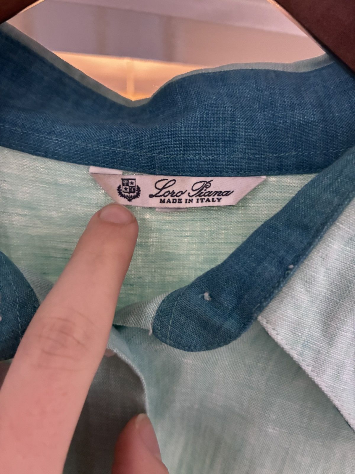 Loro Piana Loro Piana unisex turquise / mint linen shirt size 48/small Size US S / EU 44-46 / 1 - 2 Thumbnail