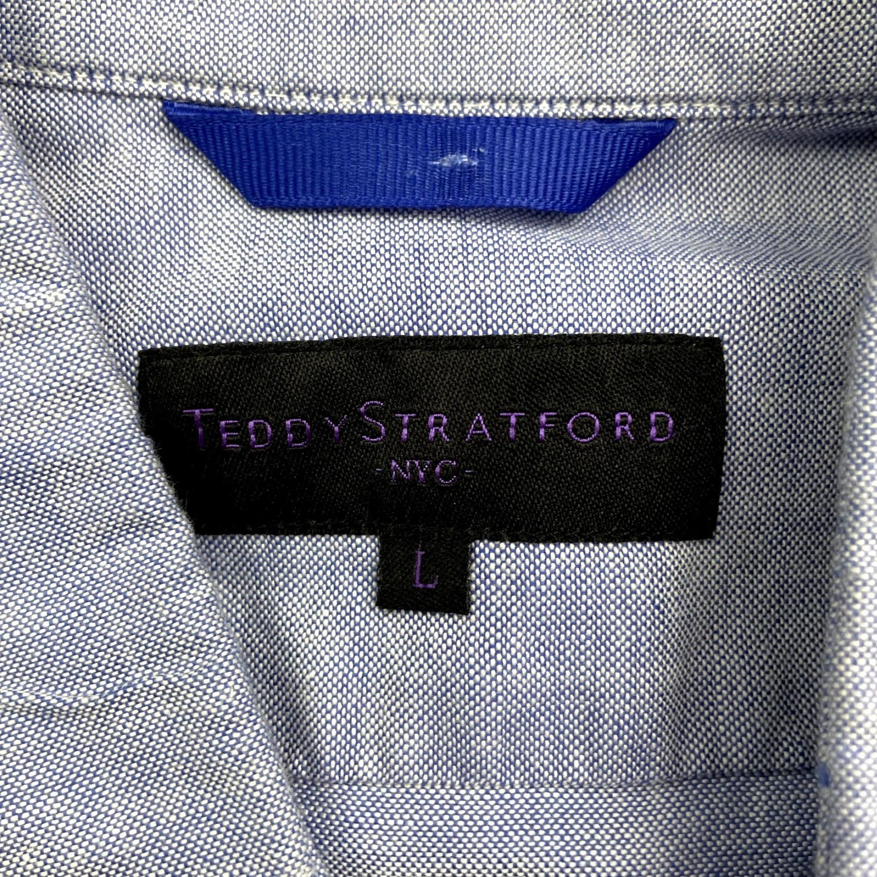 Vintage Teddy Stratford Shirt Oxford Button-Up 100% Cotton Large Long Sleeve Blue Button/Zip Closure Mens Regular Collar Spread Vintage No Size US L / EU 52-54 / 3 - 4 Thumbnail