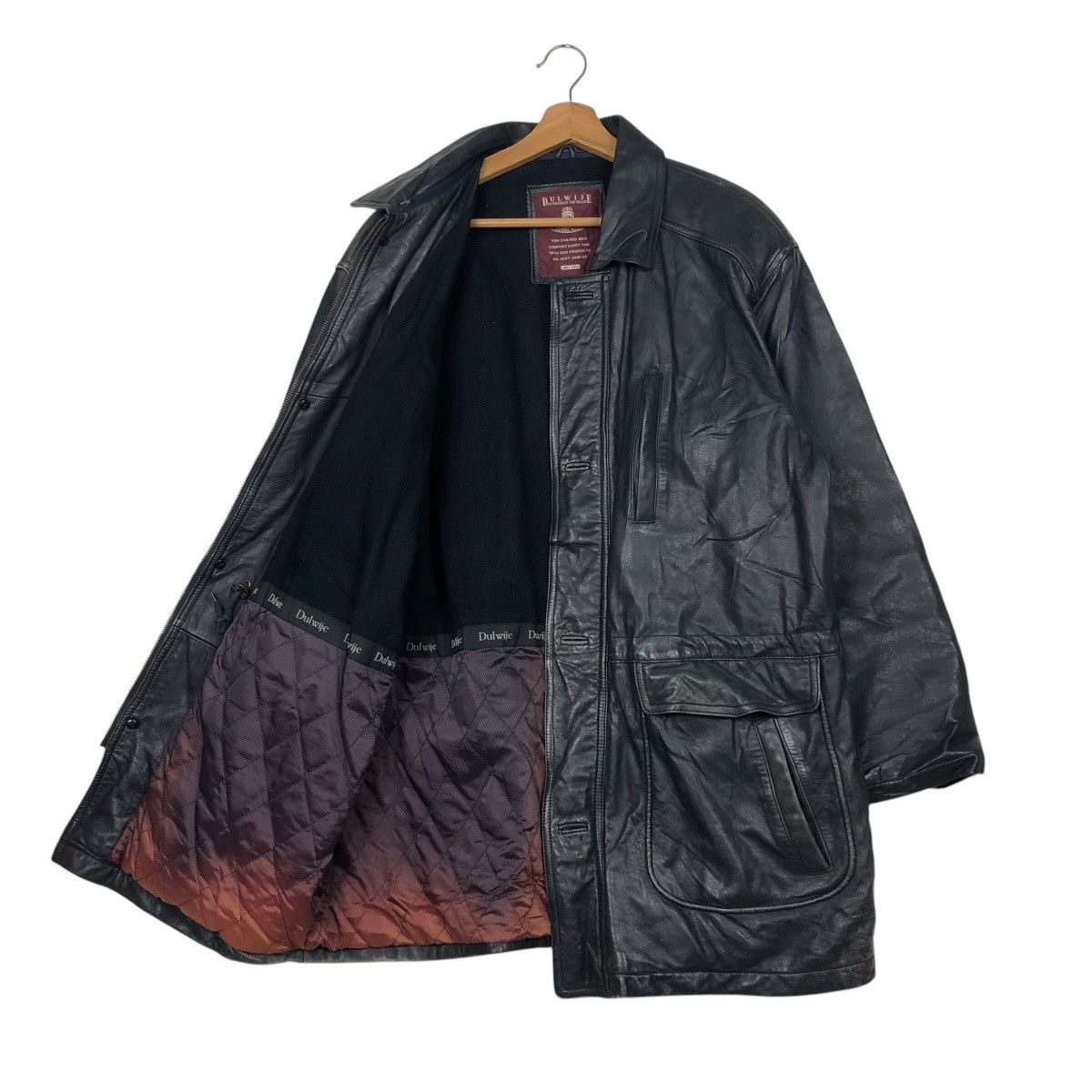 Japanese Brand × Vintage 📌Vintage Leather Jacket Dulwije Blanket Issey Miyake Pockets Size US L / EU 52-54 / 3 - 12 Thumbnail