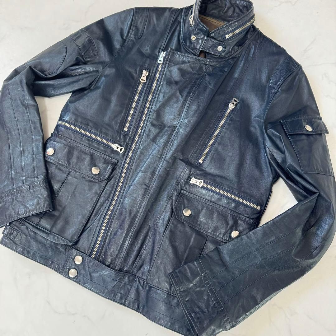 Undercover 07SS navy cow leather jacket 2 Size US M / EU 48-50 / 2 - 2 Thumbnail