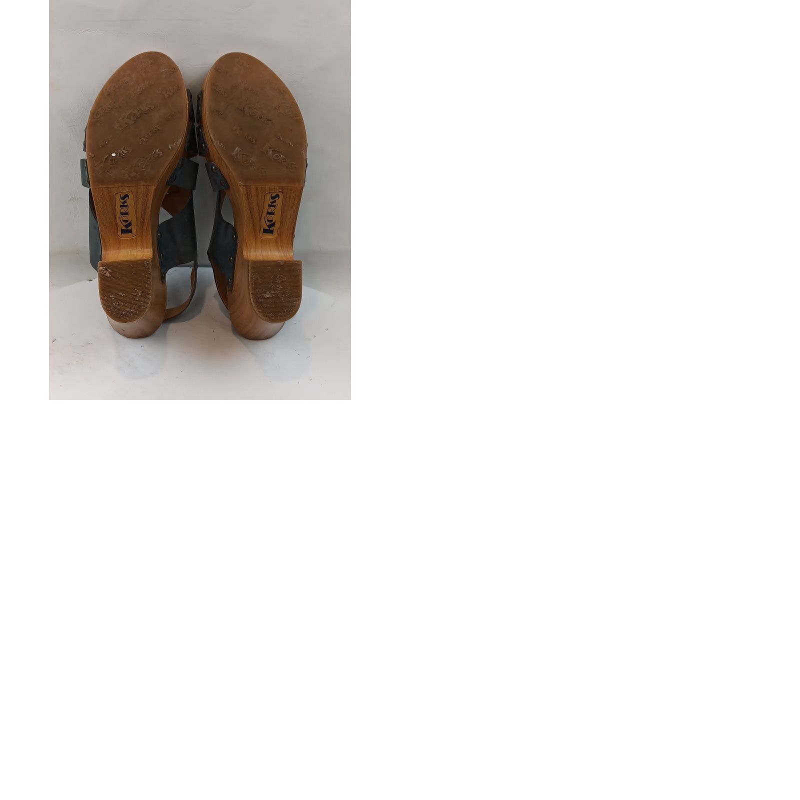 Vintage Korks Sandal Women’s Open Toe Slingback Leather Cushioned Footbed Blue Block Heel 10M Size US 10 / IT 40 - 12 Thumbnail