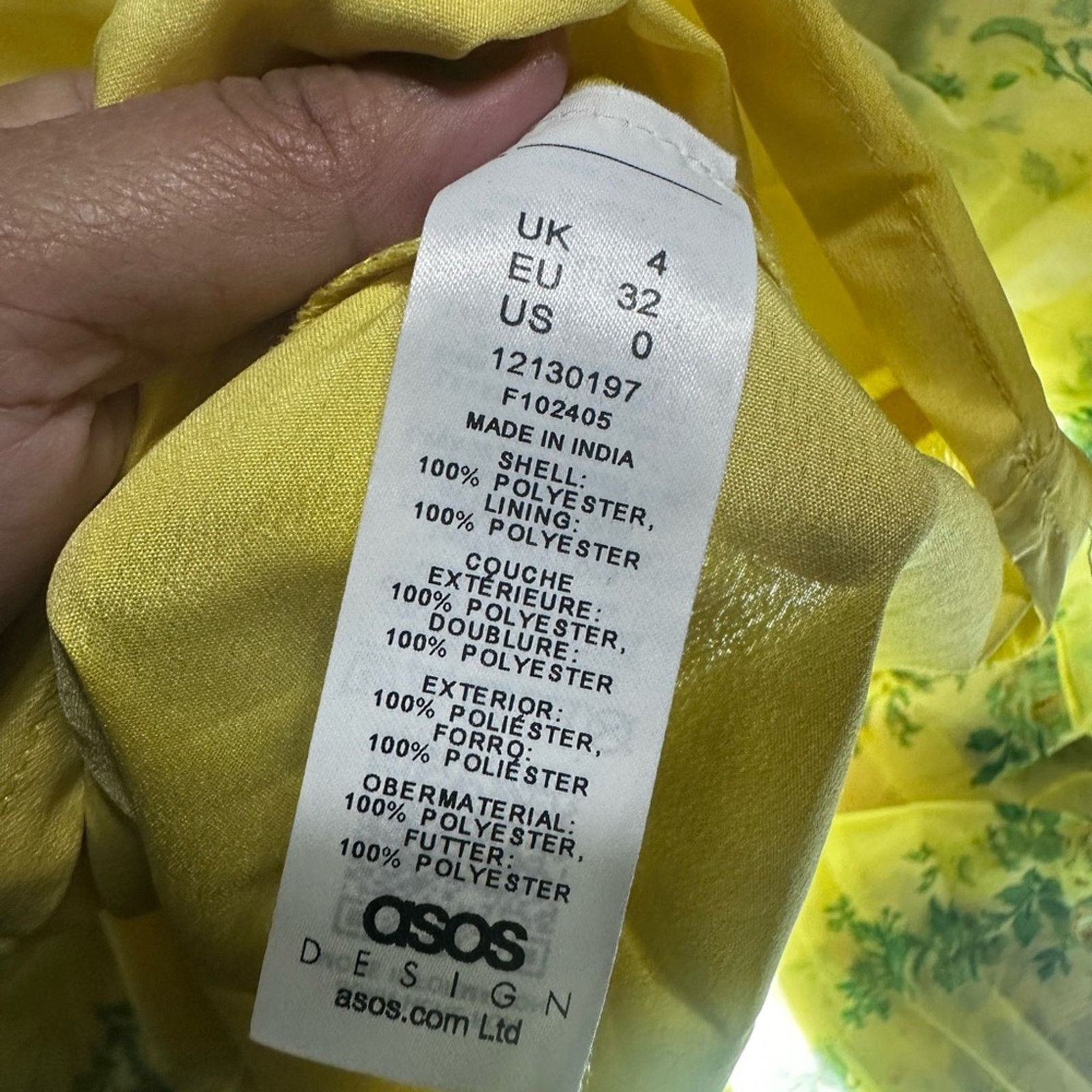 Asos ASOS Design Pleated Midi Dress Floral Print Yellow Size XS / US 0-2 / IT 36-38 - 4 Thumbnail