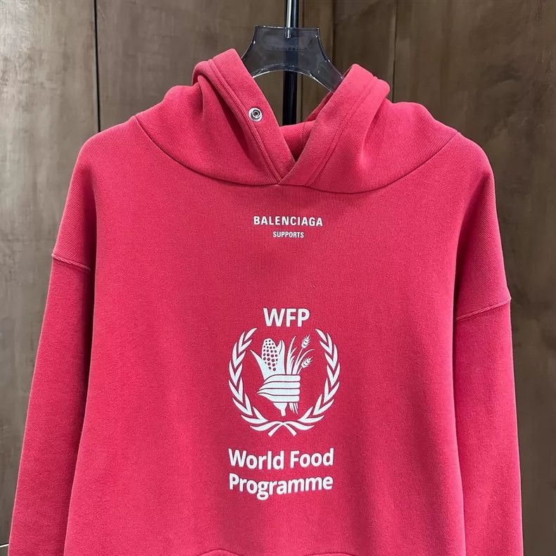 Balenciaga Balenciaga WFP red charity grain printed letter hoodie Size US M / EU 48-50 / 2 - 2 Thumbnail