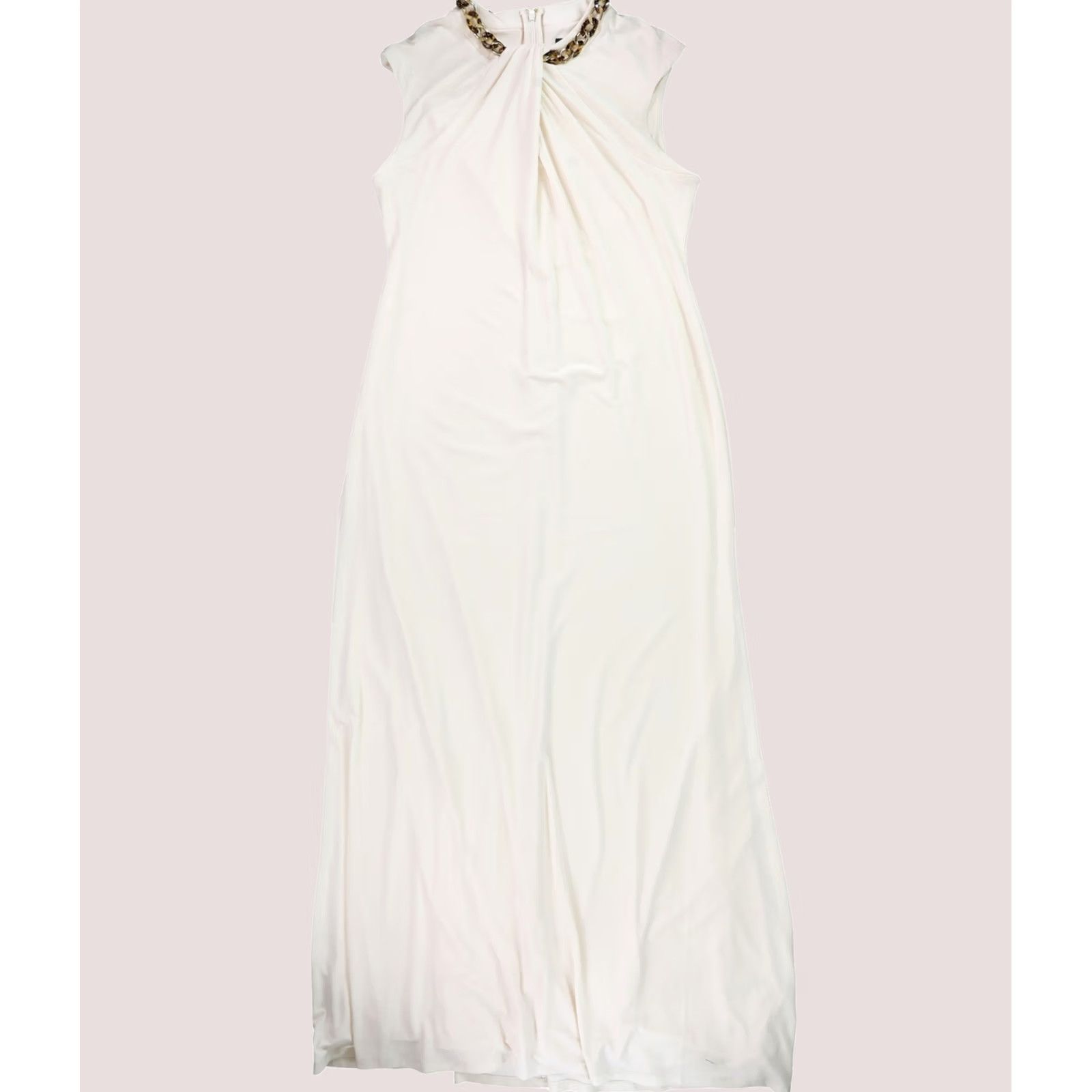 Ralph Lauren VINTAGE Ralph Lauren Womens Chain Trim Stretch Jersey Knit Gown Dress, natural, 16 Size XXL / US 16-18 / IT 52-54 - 1 Thumbnail