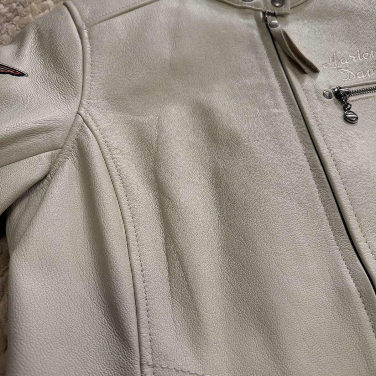 Harley Davidson Harley Davidson Ivory Motorcycle Eagle Leather Jacket Size S / US 4 / IT 40 - 11 Thumbnail