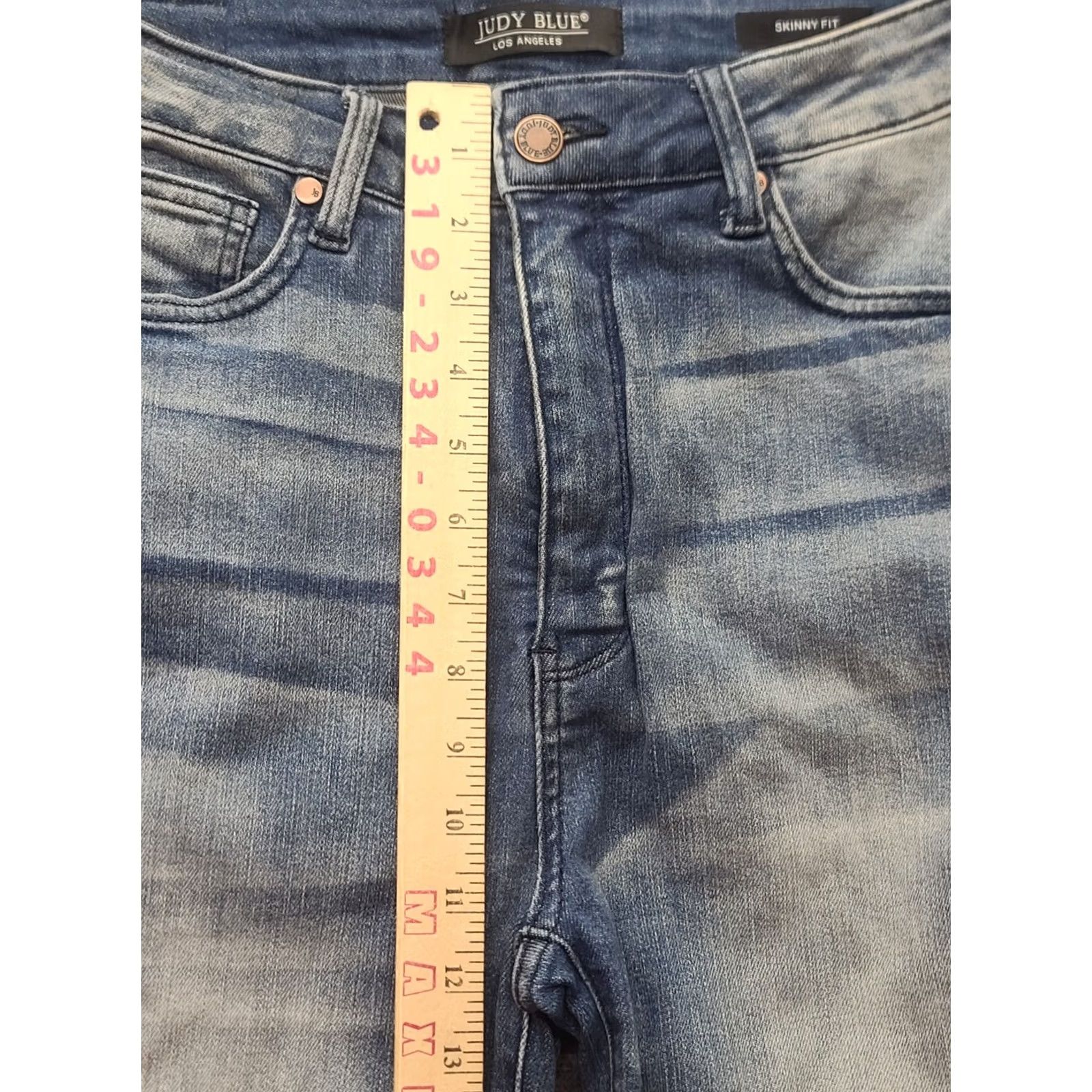 Vintage Judy Blue Jeans Womens 28x27 Skinny Fit High Rise Ankle Distressed Denim Pocket Zipper Button 5-Pocket Design Sm*liM Bohemian City Preppy Jeans Women Size 32" / US 10 / IT 46 - 5 Thumbnail