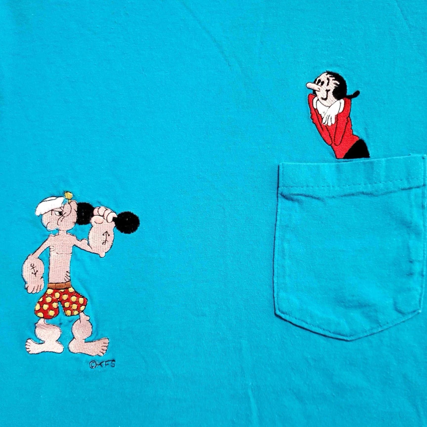 Vintage VINTAGE Popeye Pocket T Shirt Embroidered Single Stitch Medium M Blue Men's T-Shirt Short Sleeve Size US M / EU 48-50 / 2 - 3 Thumbnail