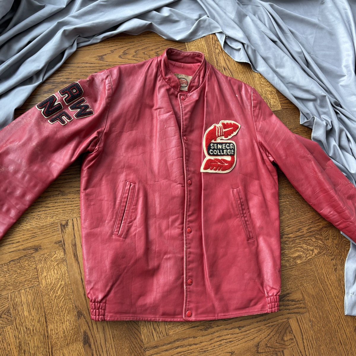 Vintage True Vintage Leather Jacket College Letterman 1960s 1970s Size US L / EU 52-54 / 3 - 9 Thumbnail