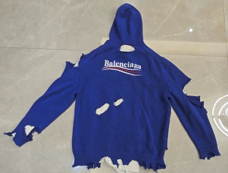 Balenciaga Balenciaga Balenciaga Blue Fake Two Damaged Coke Sweaters-2 Size US M / EU 48-50 / 2 - 1 Thumbnail