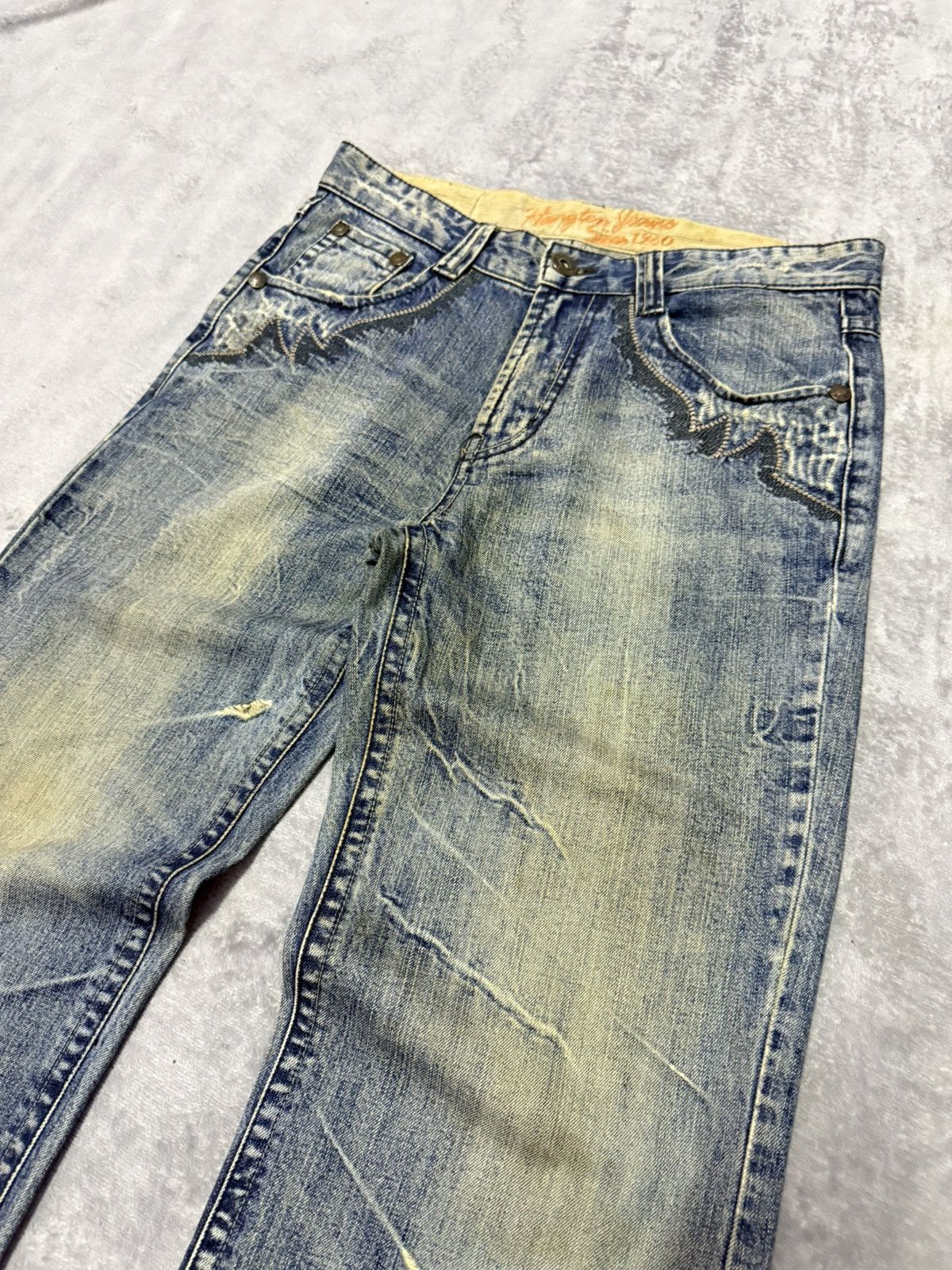 Japanese Brand Hang Ten Tribal Pocket Mud Wash Wide Leg Flared Jeans Size US 30 / EU 46 - 3 Thumbnail