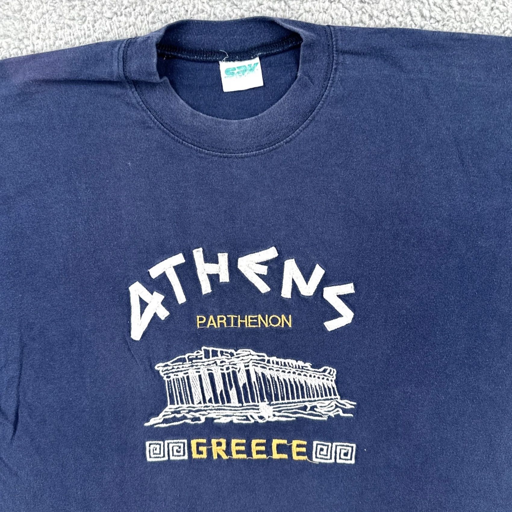 J Brand VINTAGE SAK T Shirt Athens Parthenon Greece Embroidered Blue M Mens Size US M / EU 48-50 / 2 - 4 Thumbnail