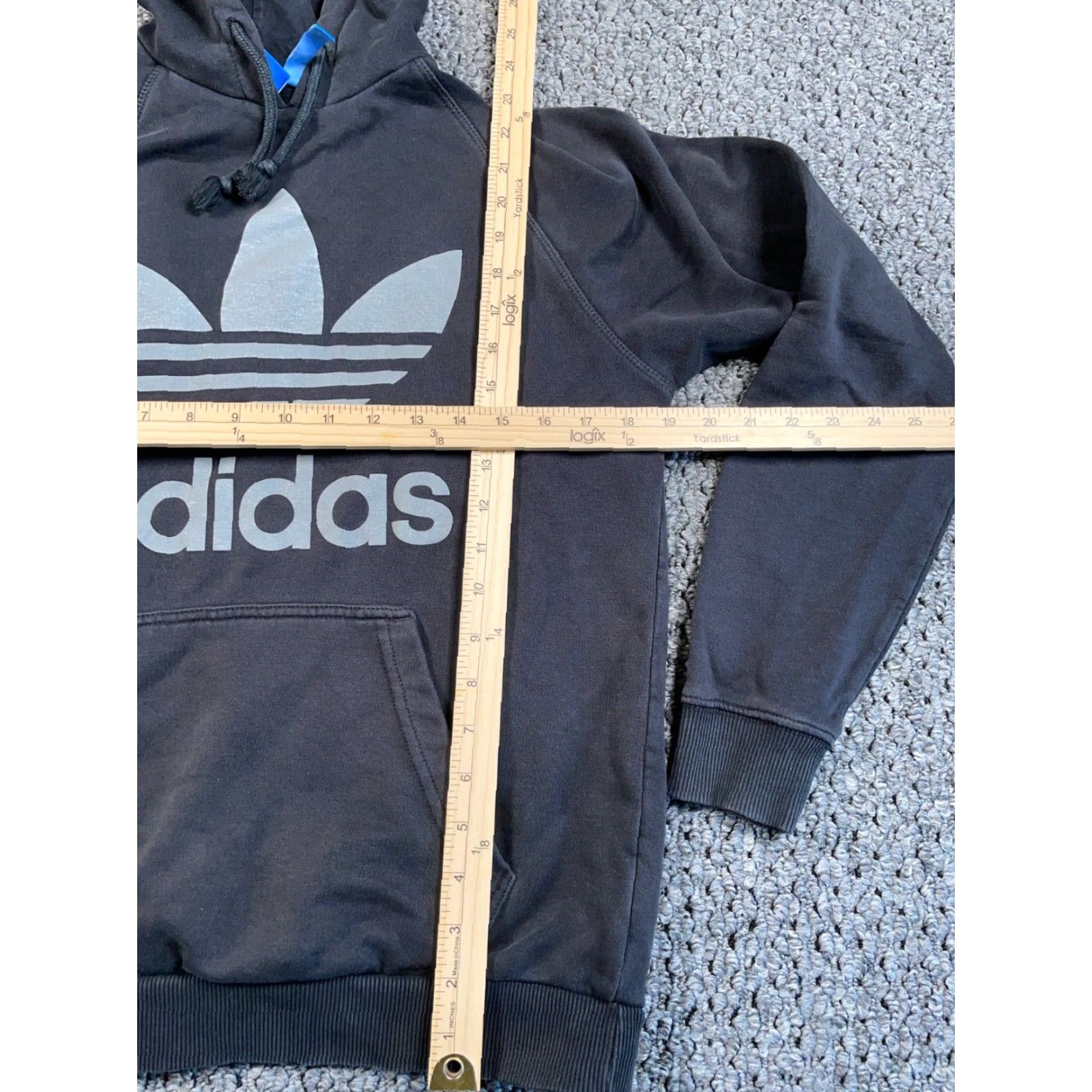 Adidas adidas Hoodie Mens Small Black Trefoil Logo Print Pullover Sweatshirt 90s Retro Size US S / EU 44-46 / 1 - 6 Thumbnail