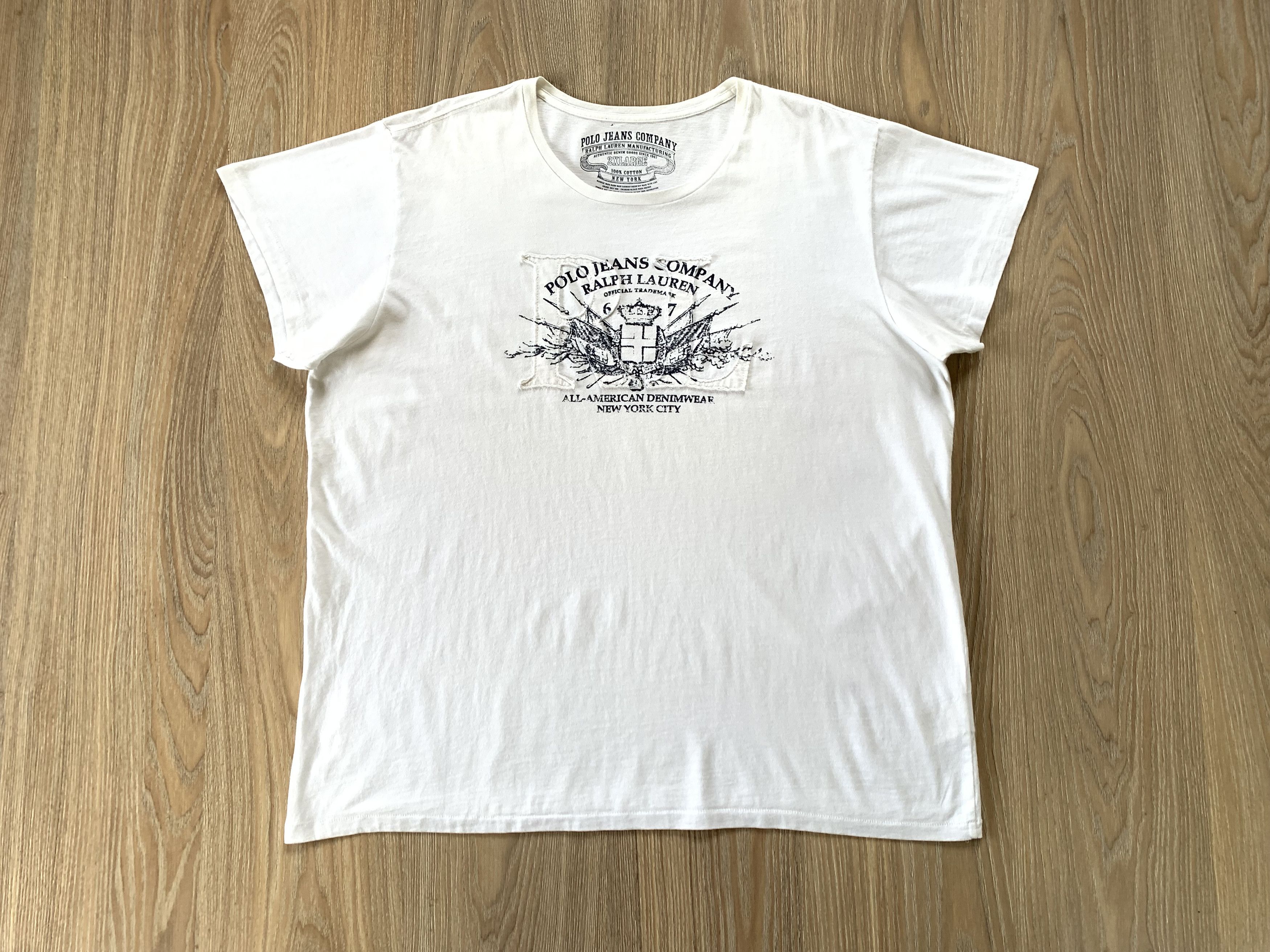 Polo Ralph Lauren × Vintage Polo Ralph Lauren White Printed Logo T-Shirt Size US XXL / EU 58 / 5 - 2 Thumbnail