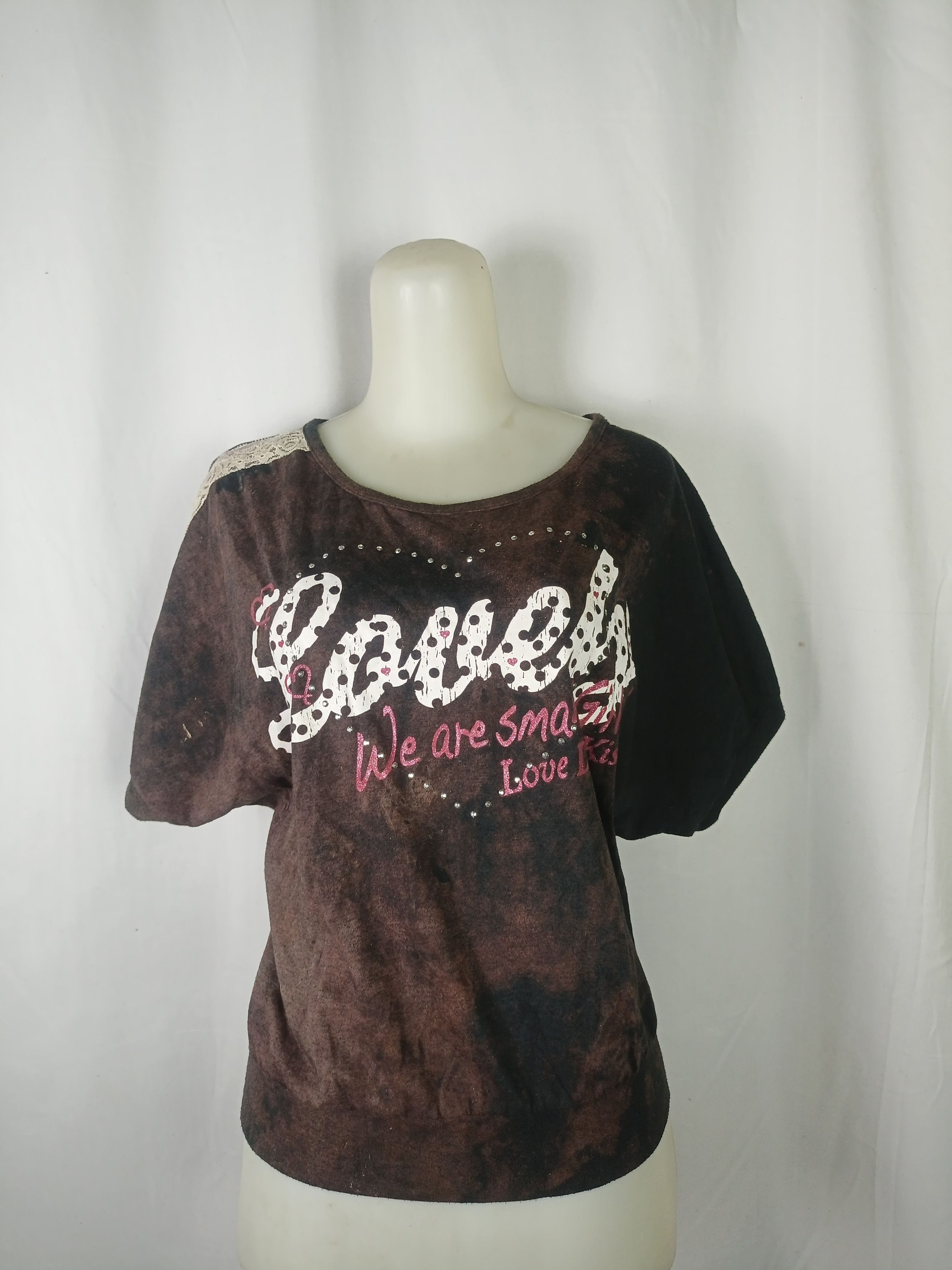 If Six Was Nine × Japanese Brand × Vintage ❤️LOVE LOLLY ❤️Tie Die Batwing Short T-Shirt Size L / US 10 / IT 46 - 25 Thumbnail
