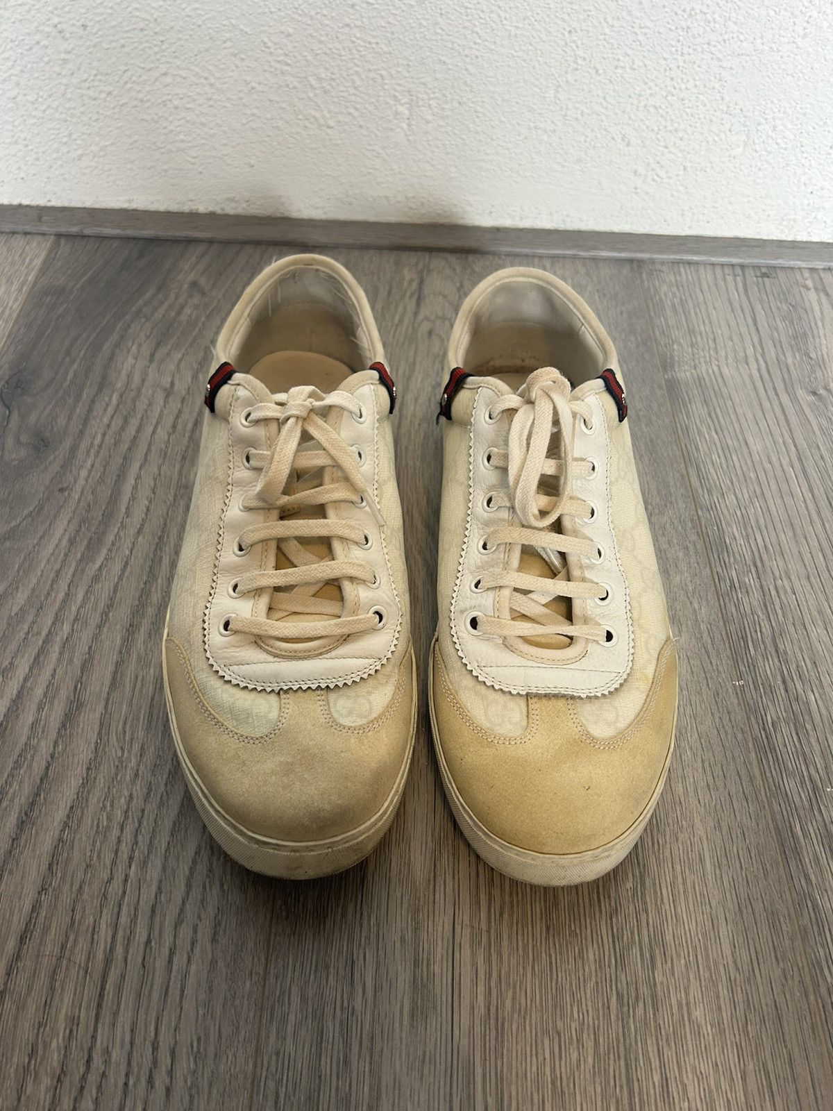 Gucci Gucci Off-White Monogram Low-Top Sneakers - Size 9 G Size US 9 / EU 42 - 6 Thumbnail