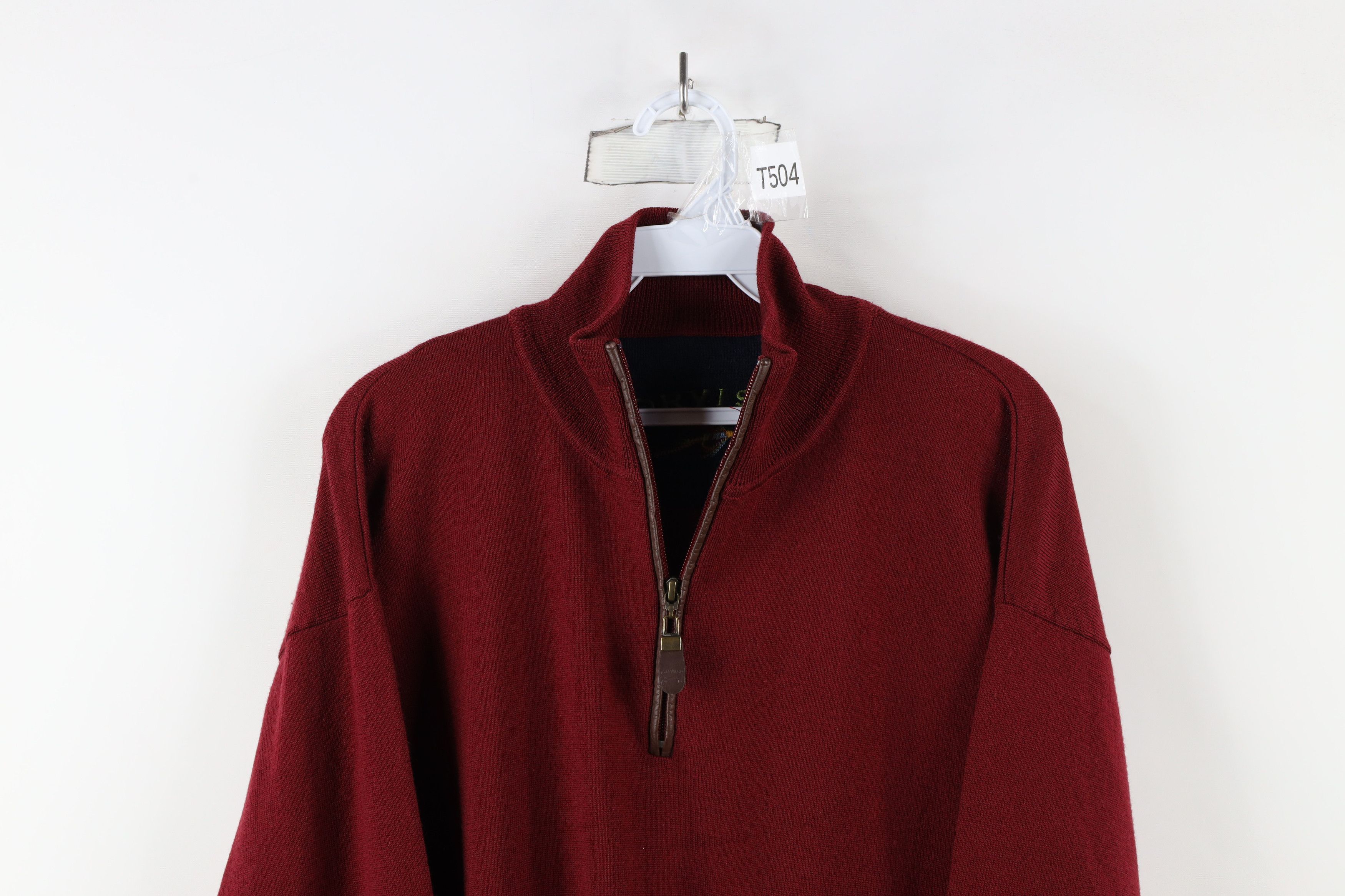Orvis × Vintage Vintage Orvis Merino Wool Leather Trim Half Zip Sweater Size US XL / EU 56 / 4 - 2 Thumbnail