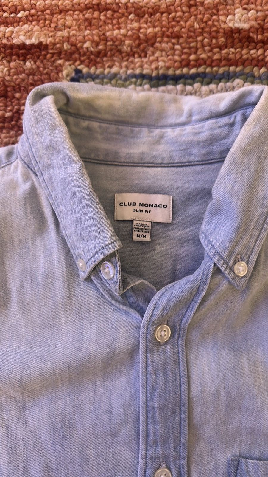 Club Monaco Club Monaco Denim Short Sleeve button up shirt Size US M / EU 48-50 / 2 - 2 Thumbnail