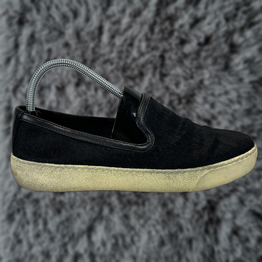 Sam Edelman Sam Edelman Becker Leather Trimmed Calf Hair Slip-On Sneakers Sz 7.5 Black Womens Sl ip-On Flat Size US 7.5 / IT 37.5 - 1 Thumbnail