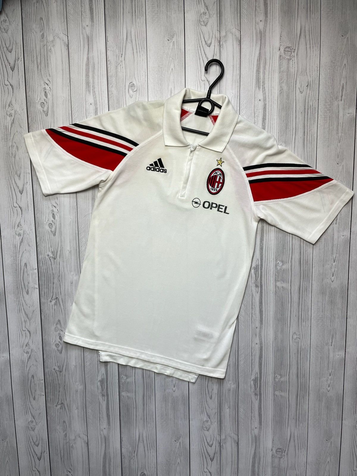 Vintage Vintage adidas AC Milan soccer polo Opel white rare size S Size US S / EU 44-46 / 1 - 1 Thumbnail