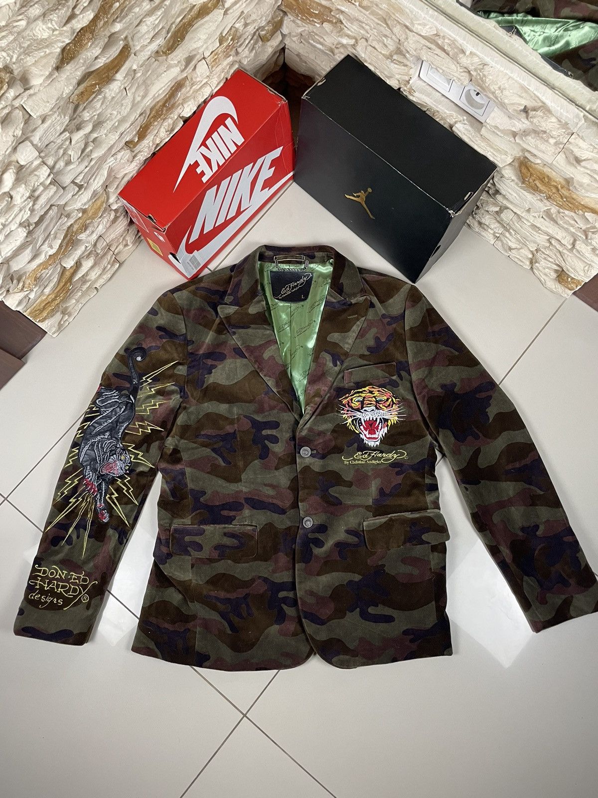 Ed Hardy × Vintage Ed Hardy by Christian audiger army blazer L Size US L / EU 52-54 / 3 - 1 Thumbnail