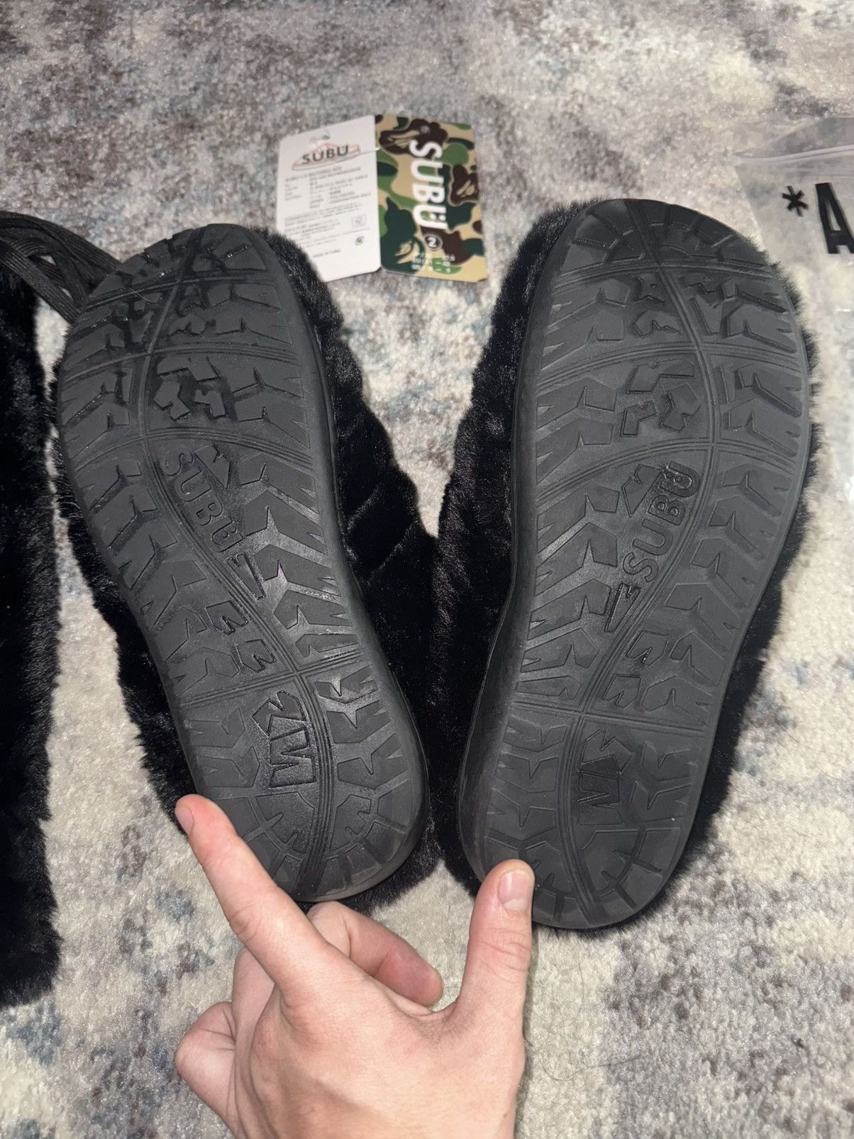 Bape × SUBU BAPE x SUBU BOA PUFFER APE HEAD SLIPPERS | Grailed