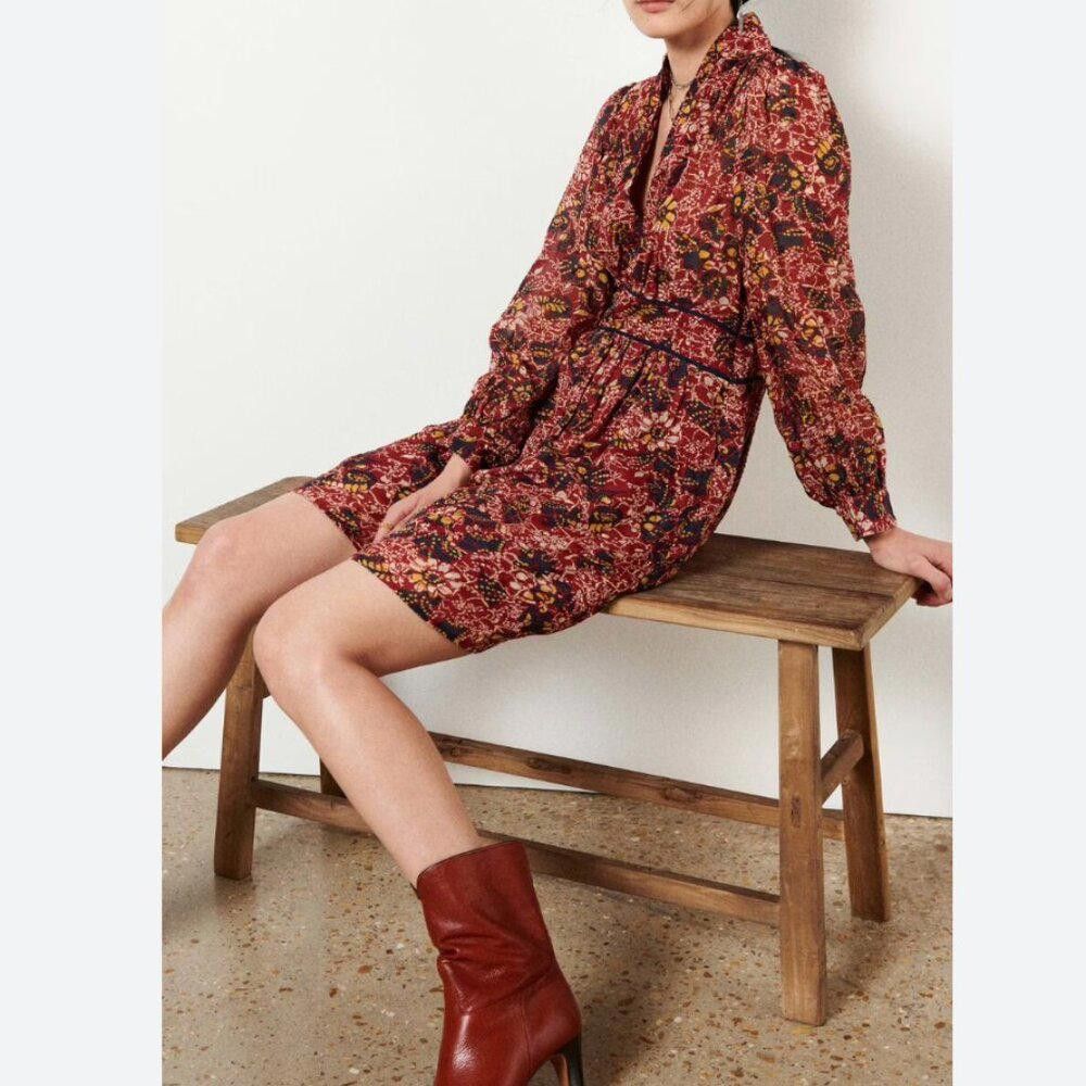 ba&sh BA&SH Giani Floral Printed Mini Dress in Red Size XS Size XS / US 0-2 / IT 36-38 - 1 Thumbnail