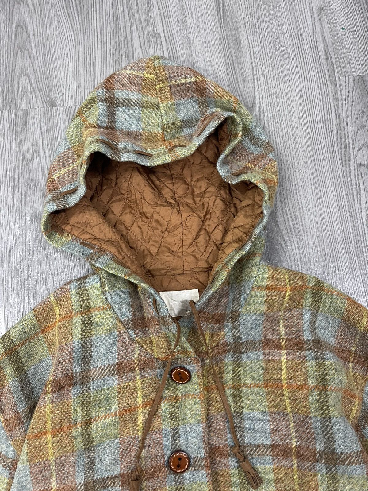 Japanese Brand × Vintage Vintage KETTY wool Plaid Leather Rope cropped Jacket Size M / US 6-8 / IT 42-44 - 7 Thumbnail