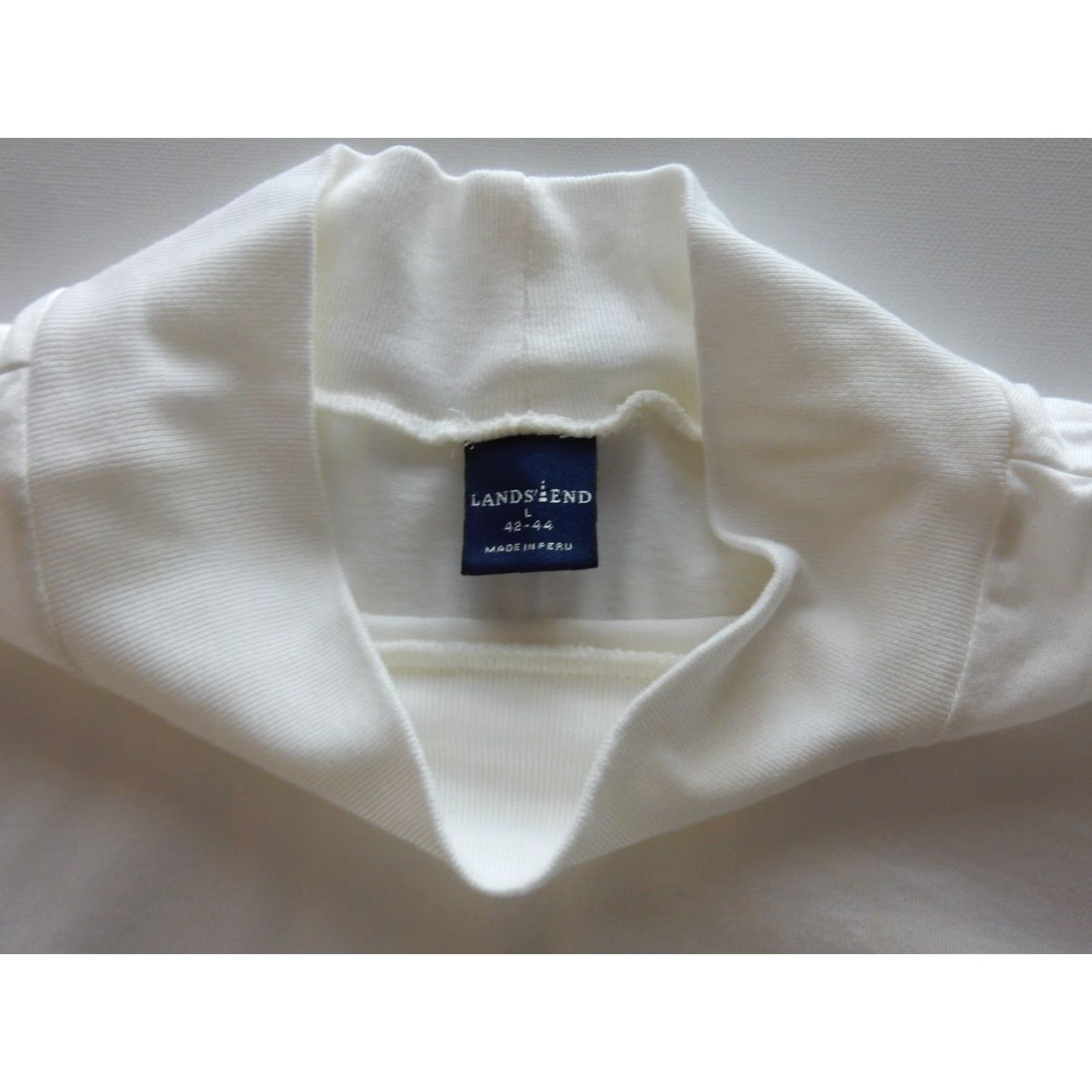 Lands' End Lands' End Men Sweater Mock Neck Size L White Pullover Cotton Size US L / EU 52-54 / 3 - 3 Thumbnail