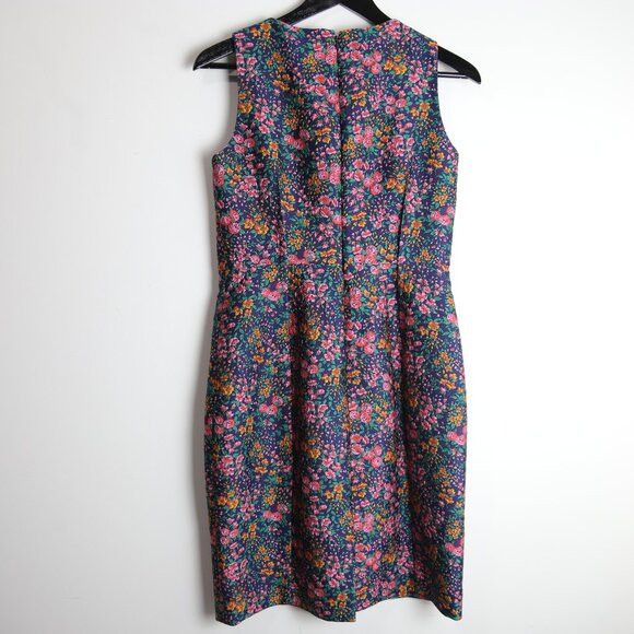 J.Crew J.Crew Botanic Jacquard Sheath Dress In Mayapple Navy Green Size S / US 4 / IT 40 - 3 Thumbnail
