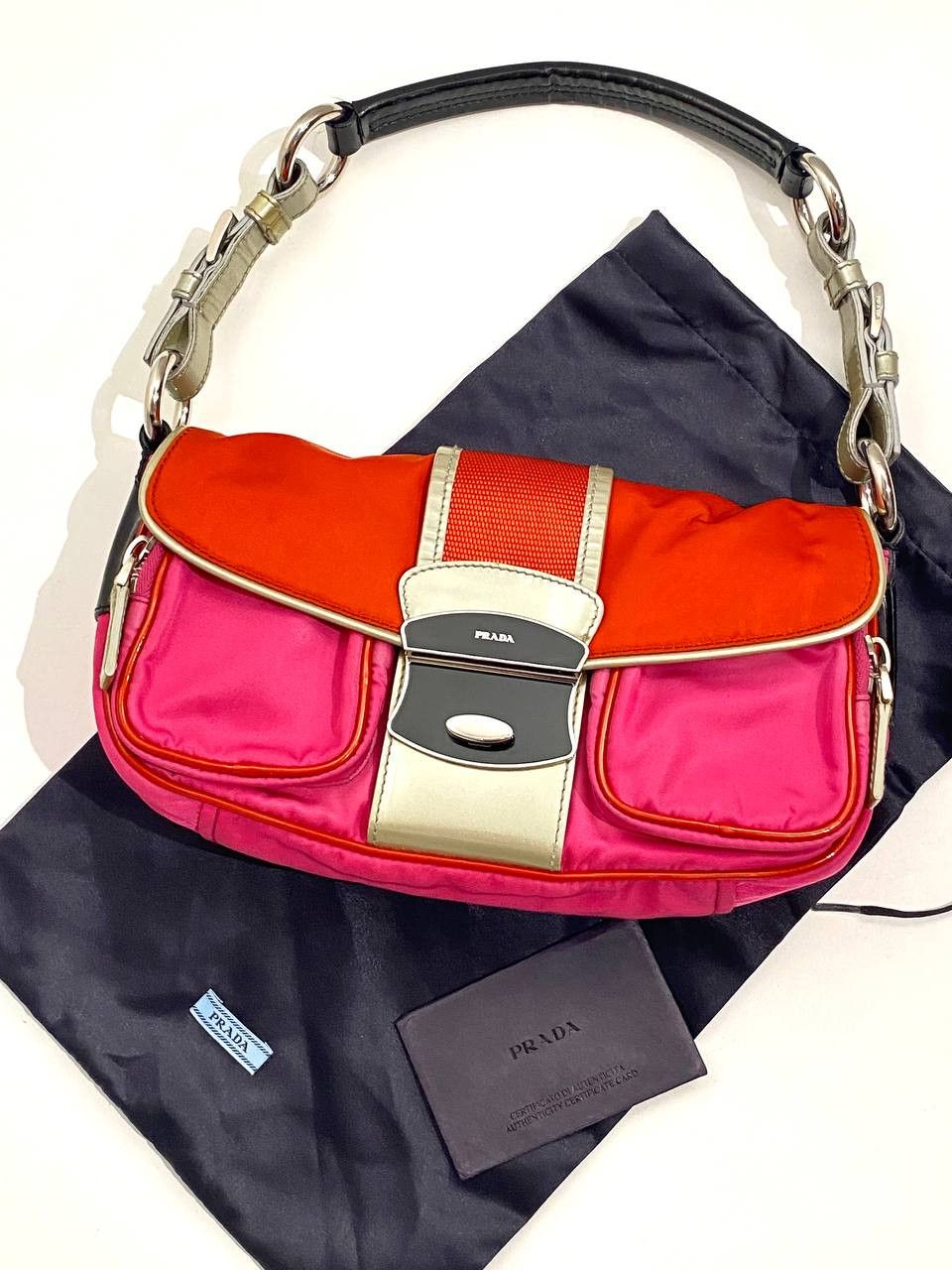 Prada Prada Rosa Pocket Space Logo Shoulder Hand Bag Vintage Y2K Size ONE SIZE - 2 Thumbnail