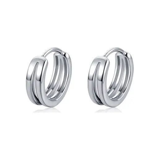 Other 925 Silver Plated Silver Hoop Earrings for Men Women Size ONE SIZE - 2 Thumbnail